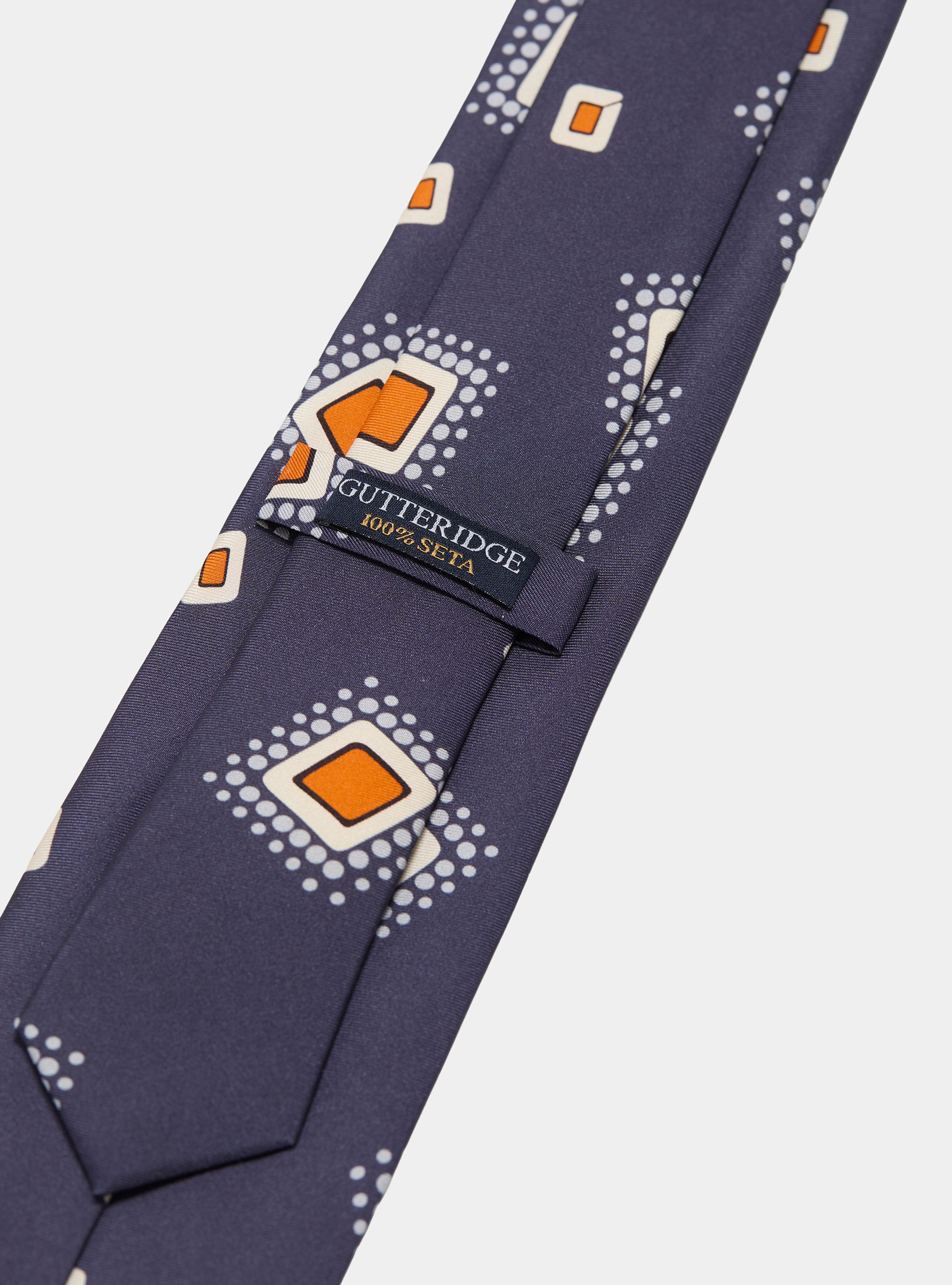 Corbata de sarga de seda con estampado geom&eacute;trico, AZUL MARINO