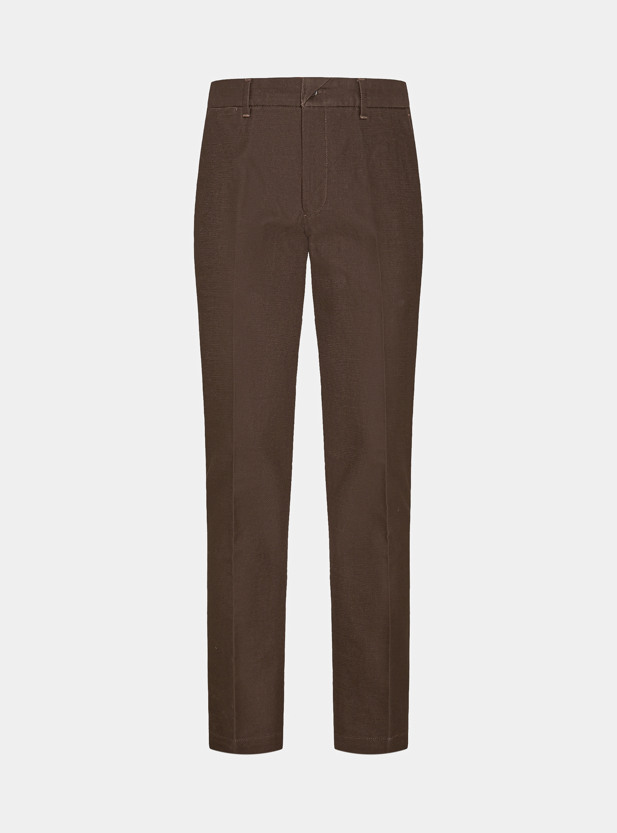 Pantalones chino de algod&oacute;n labrado, MARRON