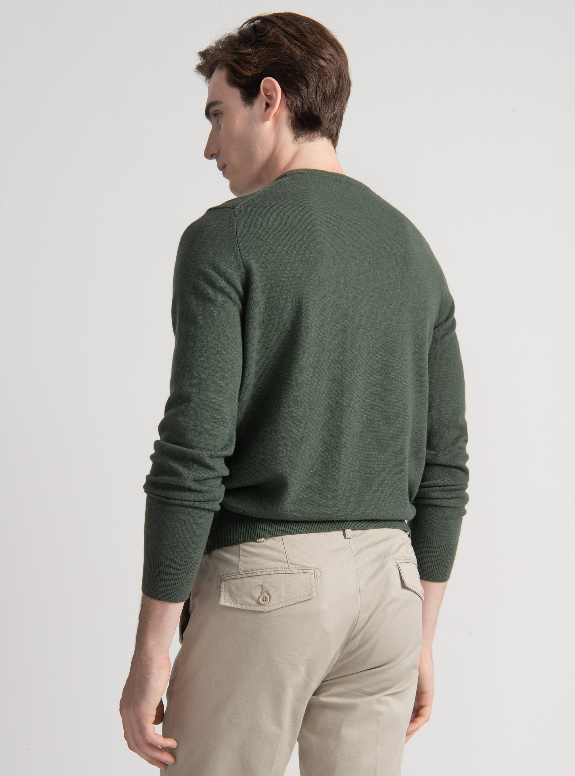 Lambswool and cashmere crew-neck sweater, MILITARE 0609C
