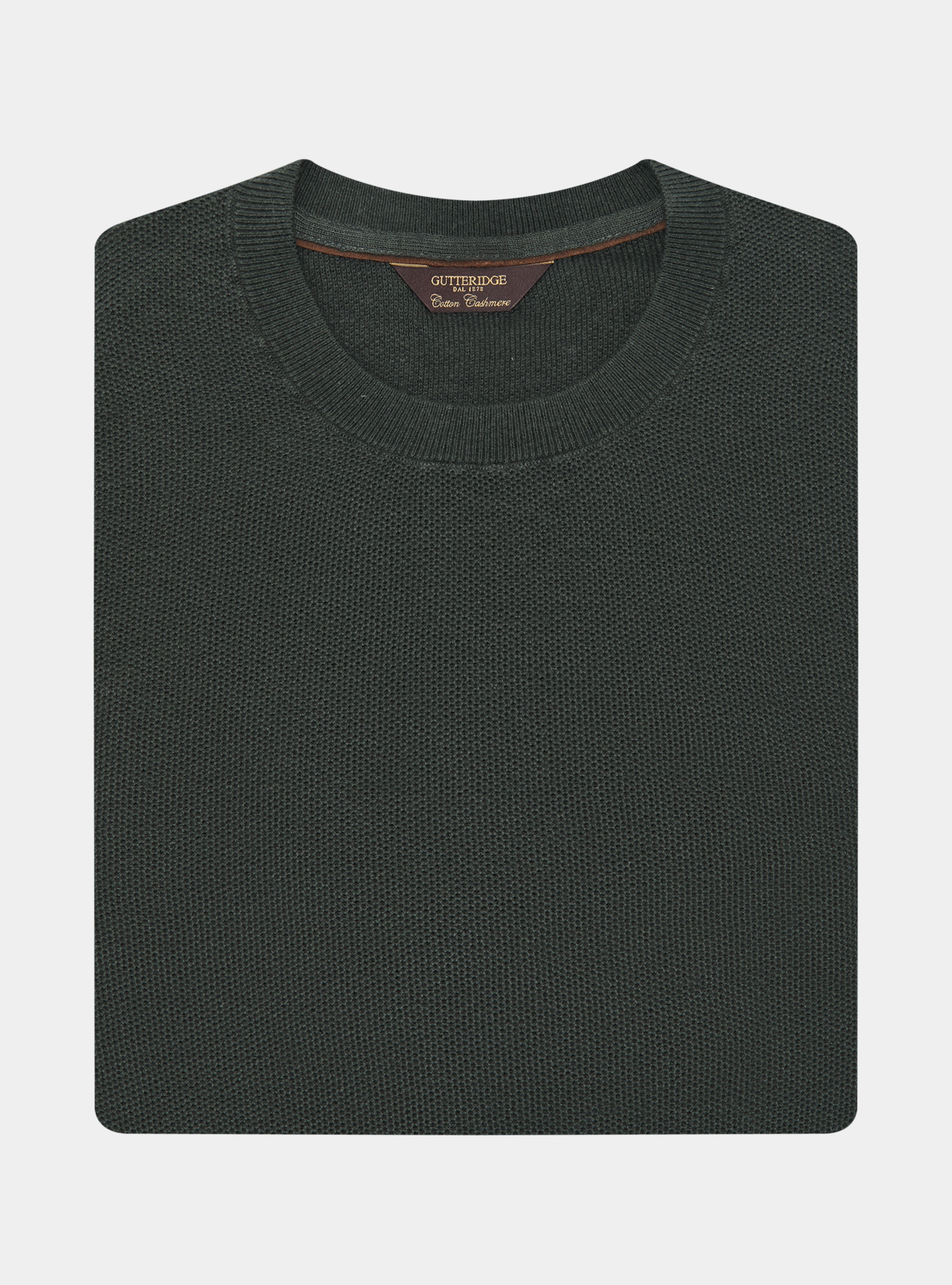 Pull col rond en coton et cachemire maille nid d'abeille, MILITARE 0609C