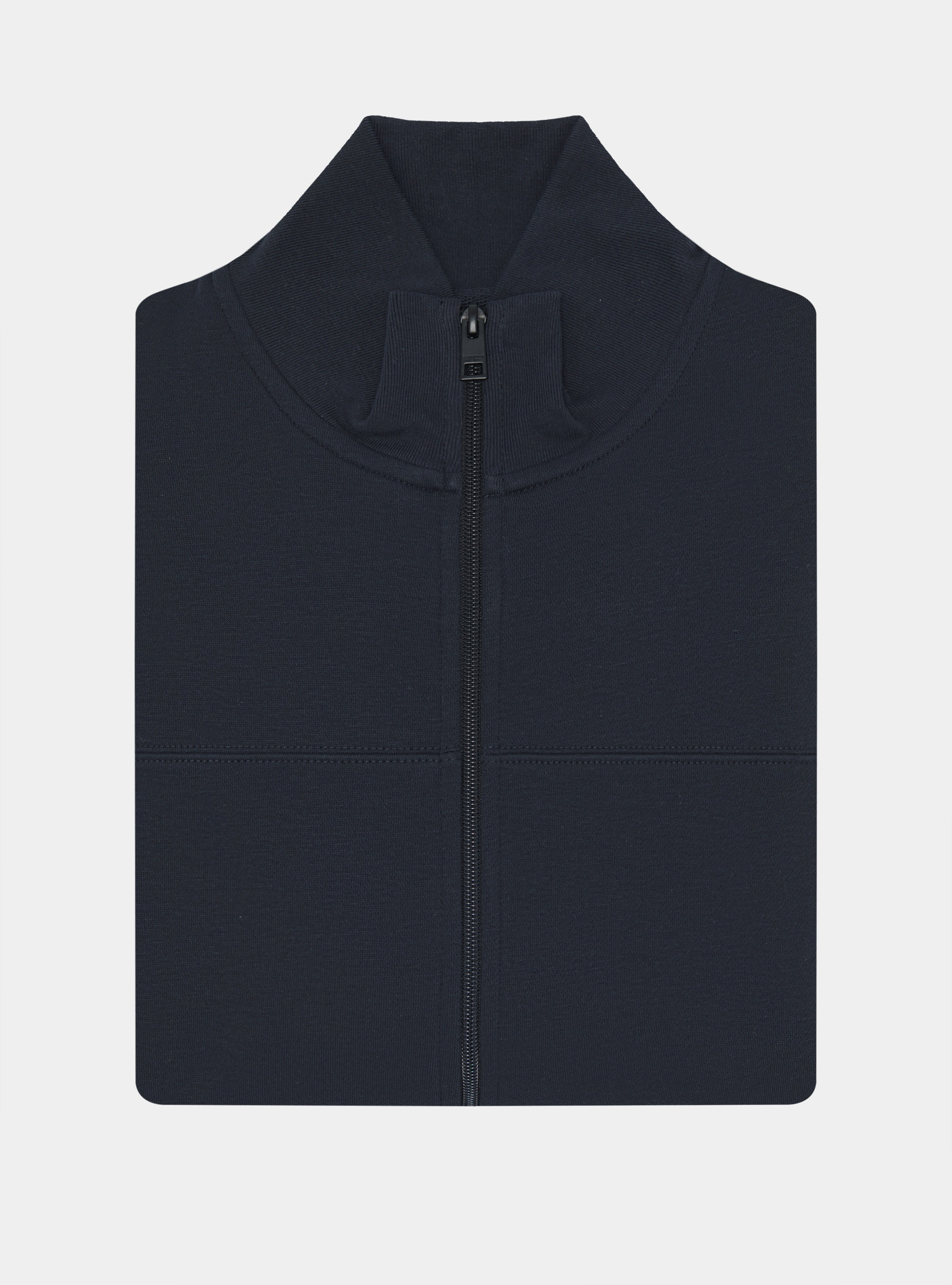Sweatshirt zipp&eacute; en coton m&eacute;lang&eacute;, BLEU MARINE