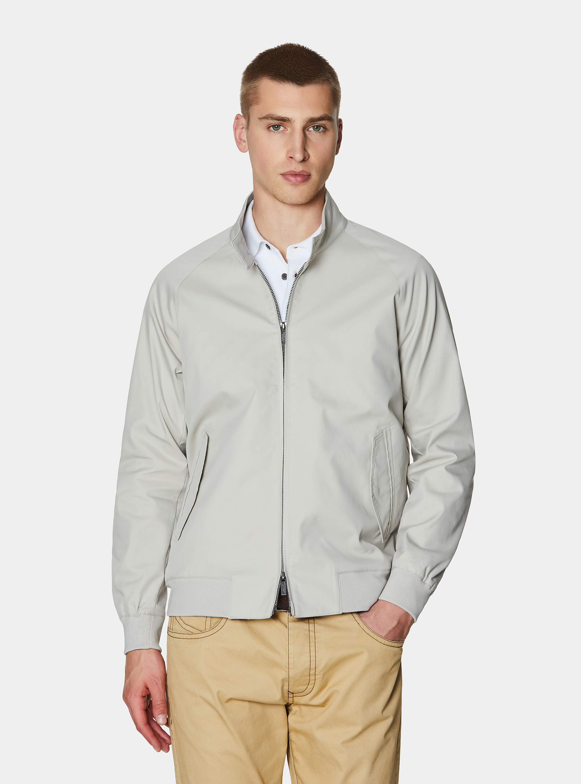 Cotton blend bomber jacket, ECRU