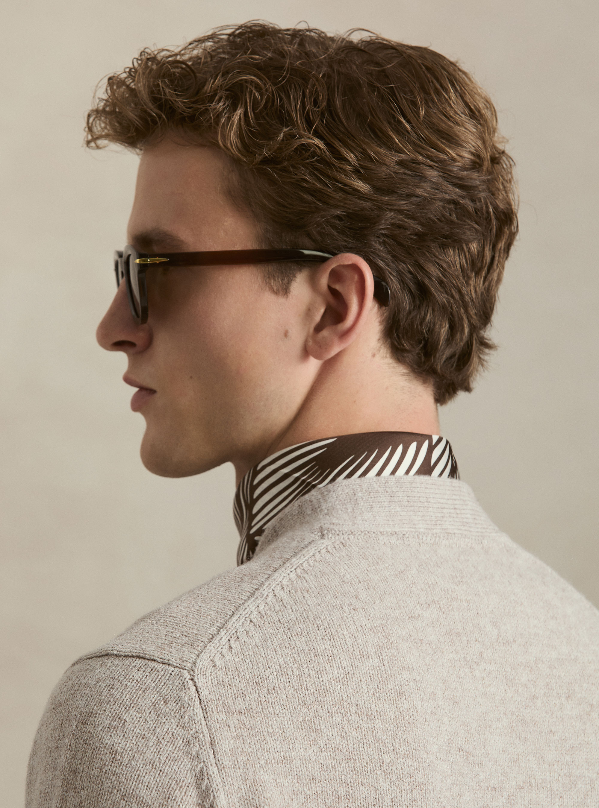 Shetland wool knitted cardigan, ECRU