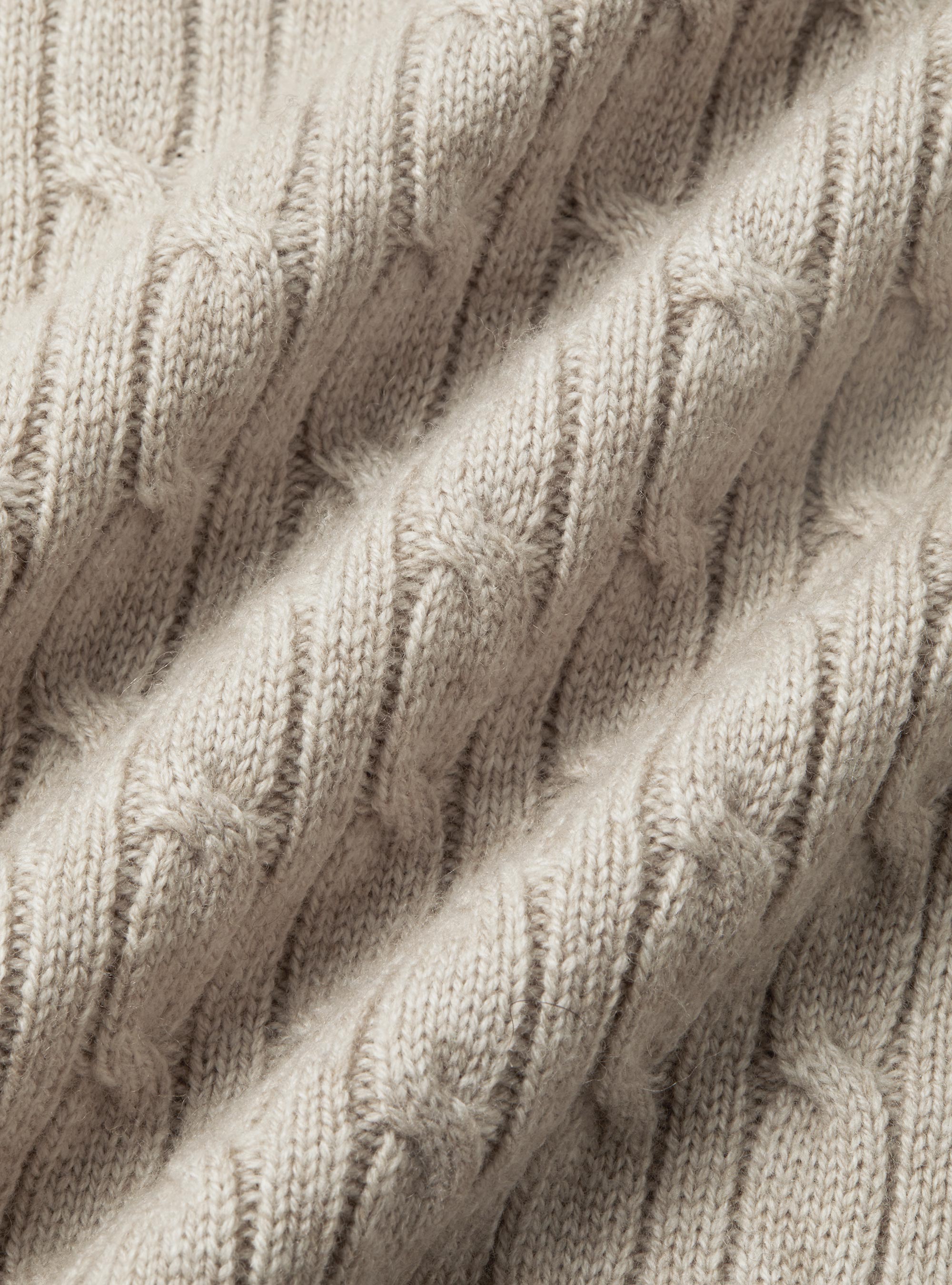Wool-blend turtleneck sweater with braid, ECRU
