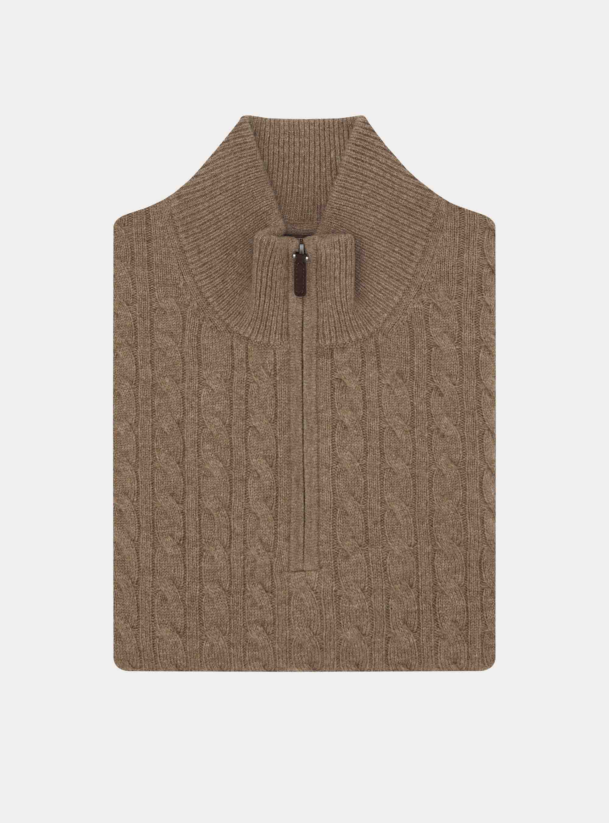 Zopfstrickpullover mit Mock-Neck aus Woll-Kaschmir-Mischung, FANGO 0569C