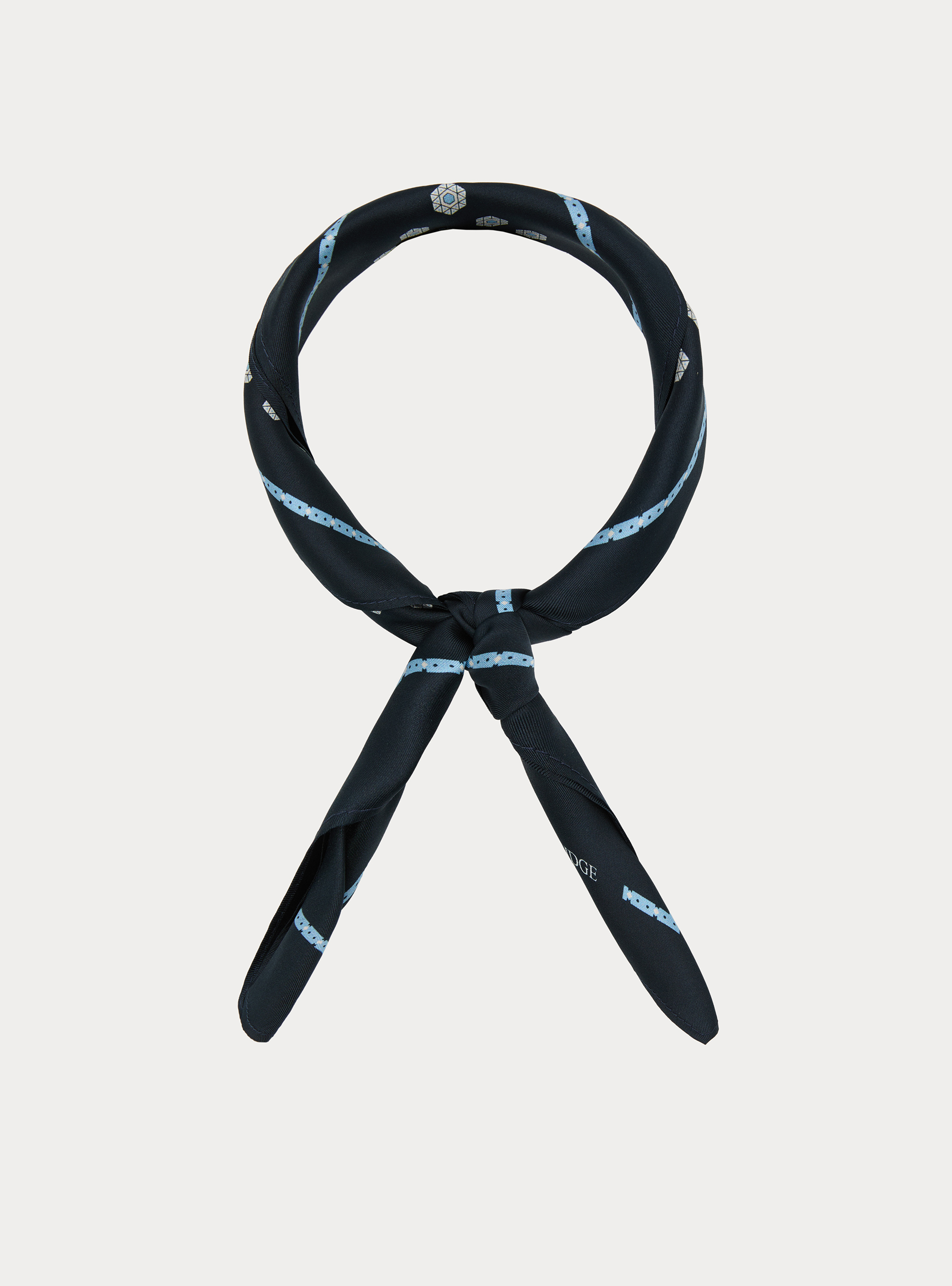 Fular de seda con estampado geom&eacute;trico, AZUL MARINO