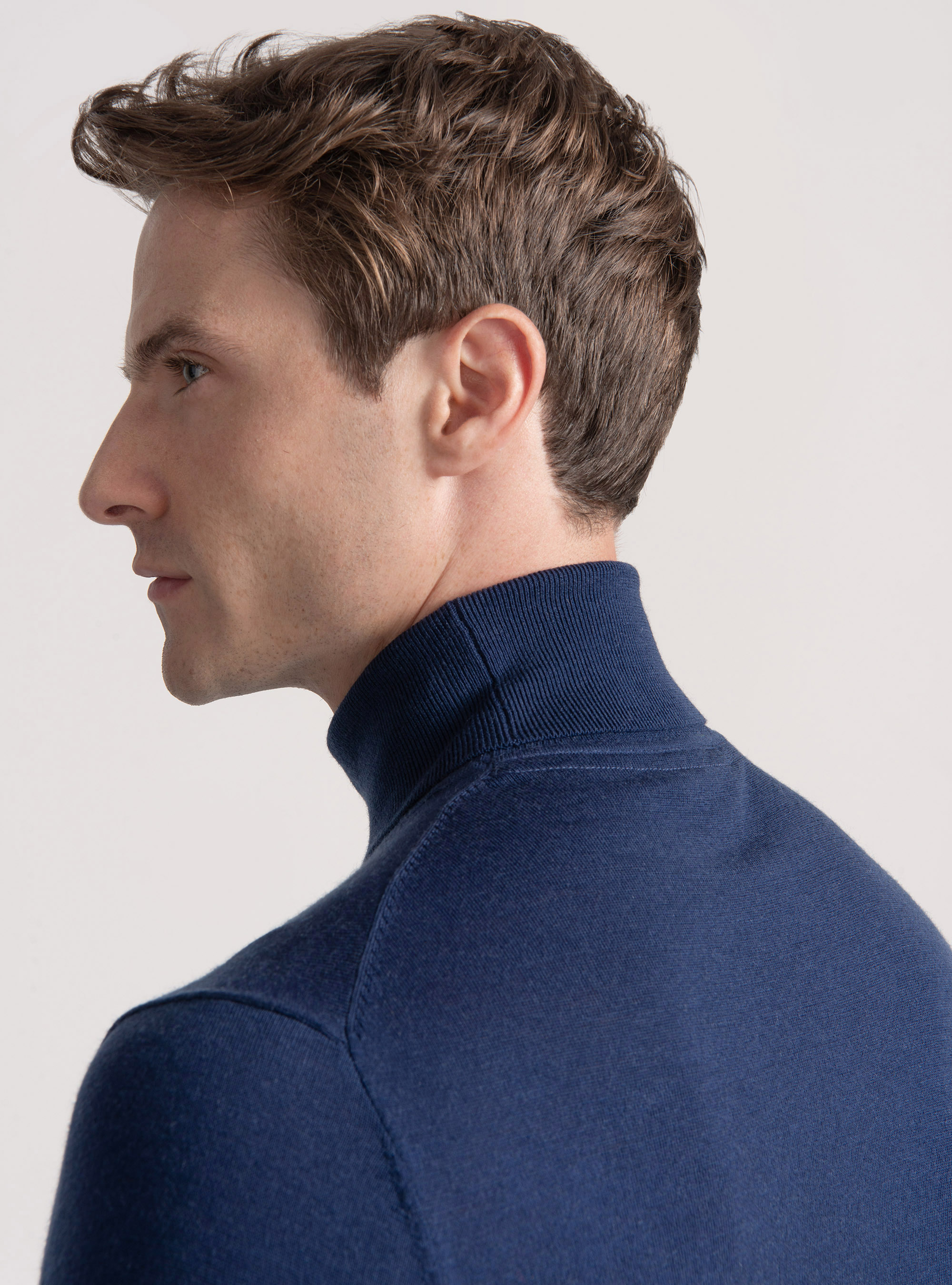 Turtleneck in pure extra-fine merino wool, INK