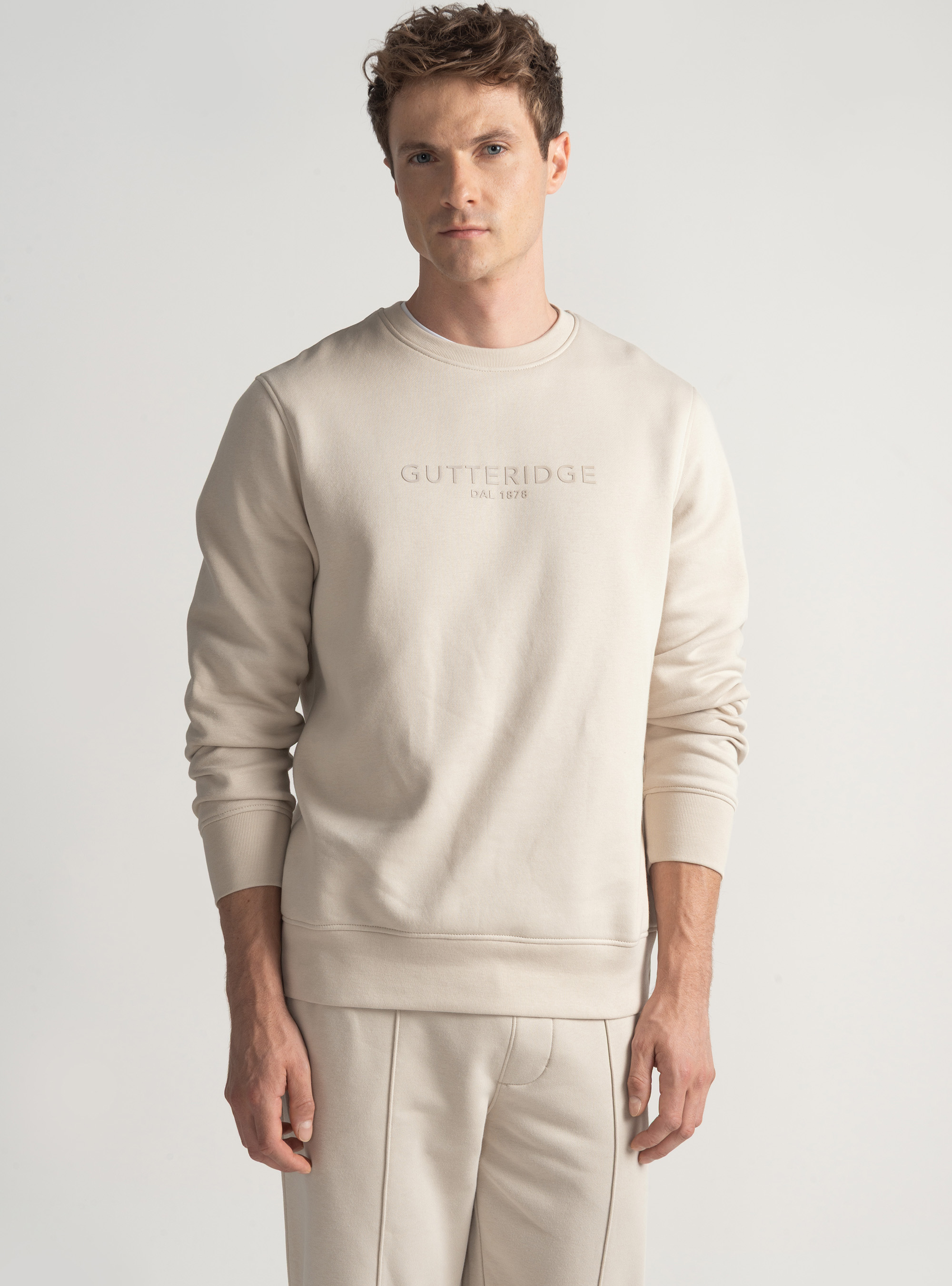 Sweatshirt &agrave; col rond avec logo, &Atilde; CRU
