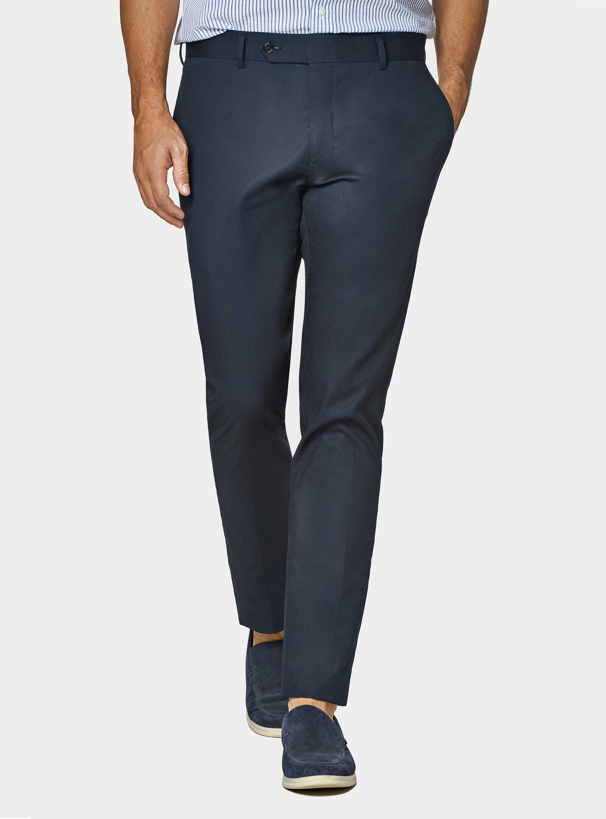 Pantal&oacute;n de traje de algod&oacute;n, AZUL MARINO