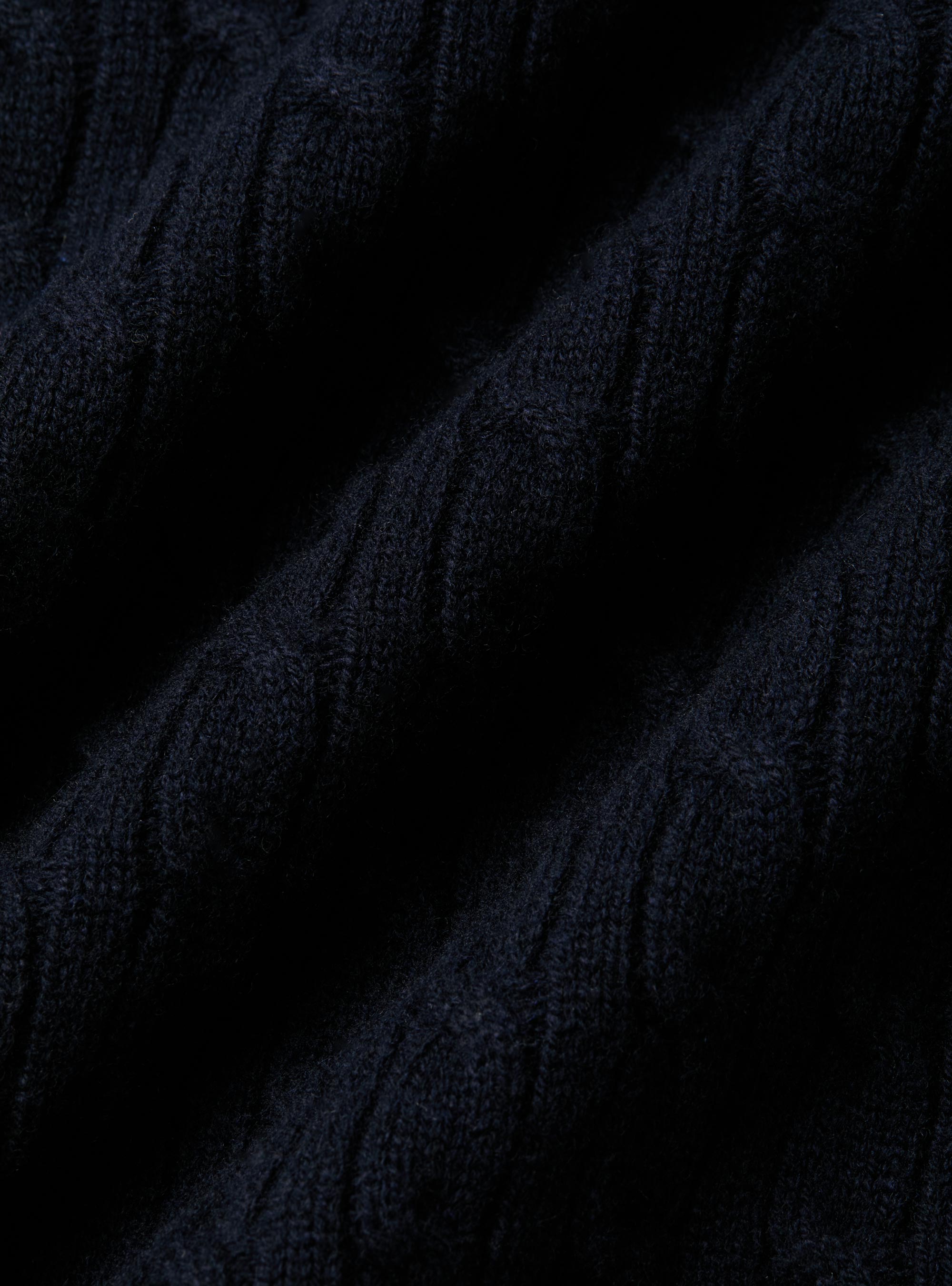 Maglia girocollo con treccia in lana e cashmere, BLU NAVY