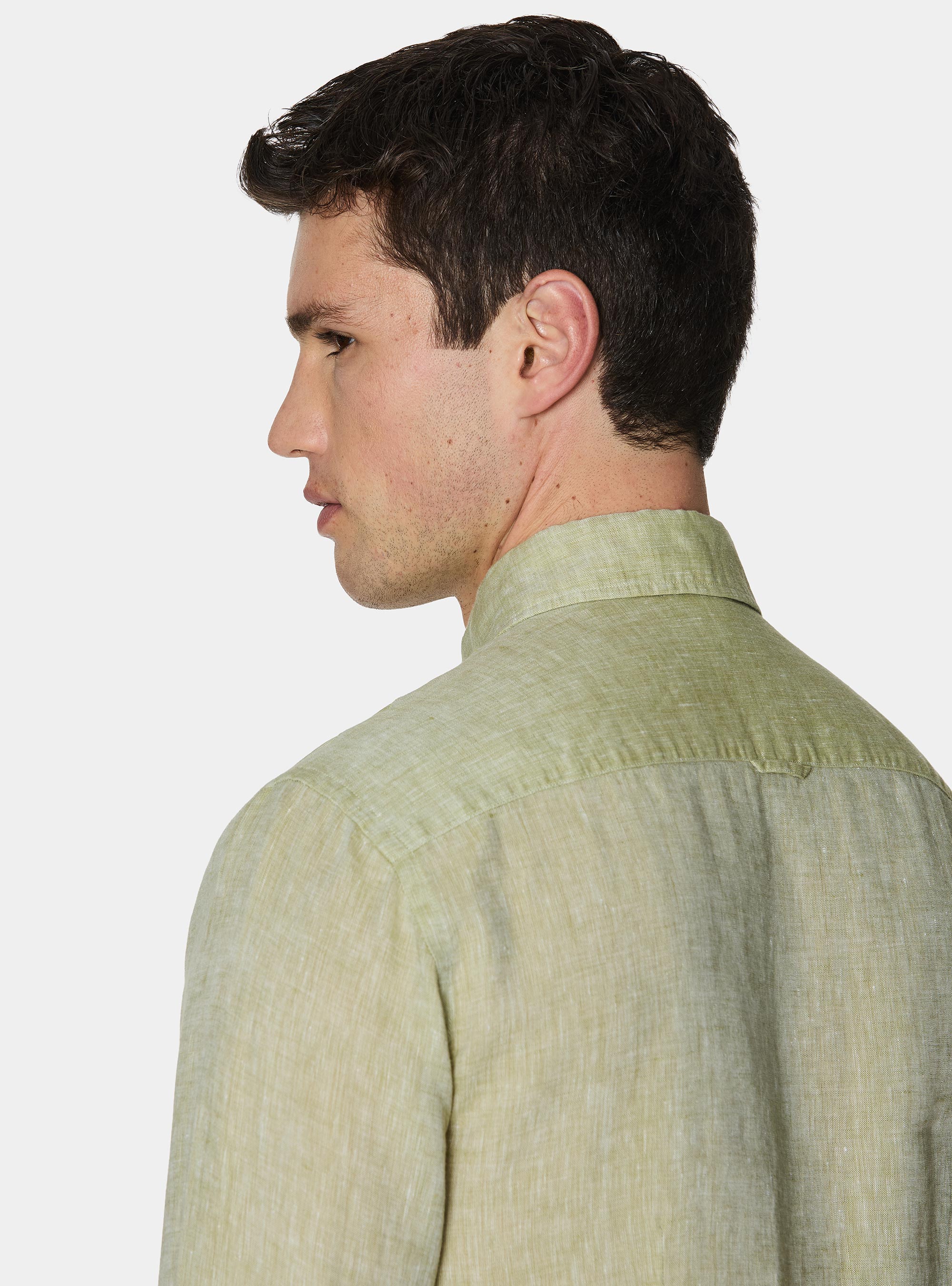 Camisa de lino puro, VERDE PISTACCHIO 0616C