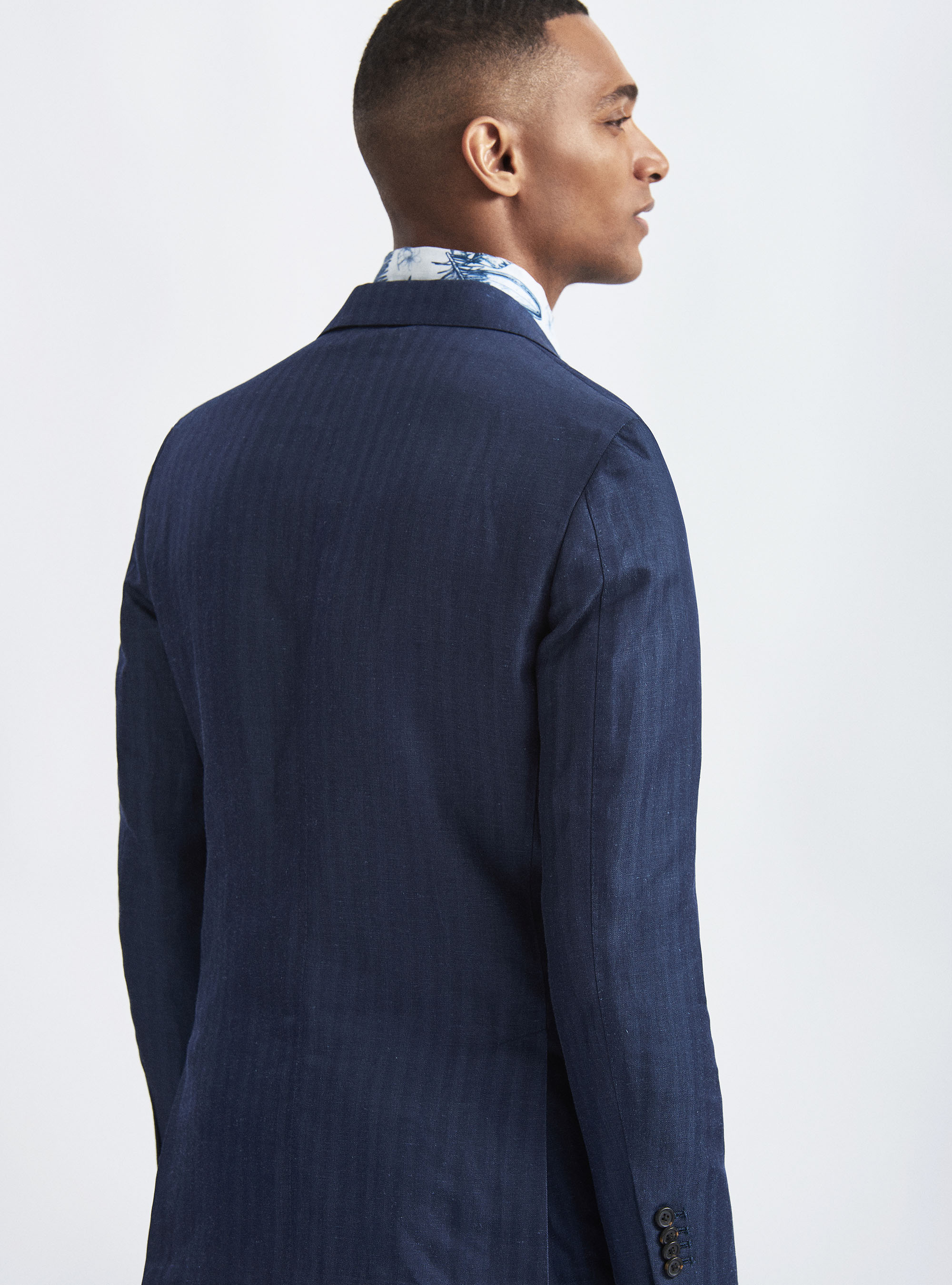 Giacca per abito in misto lino, BLU NAVY
