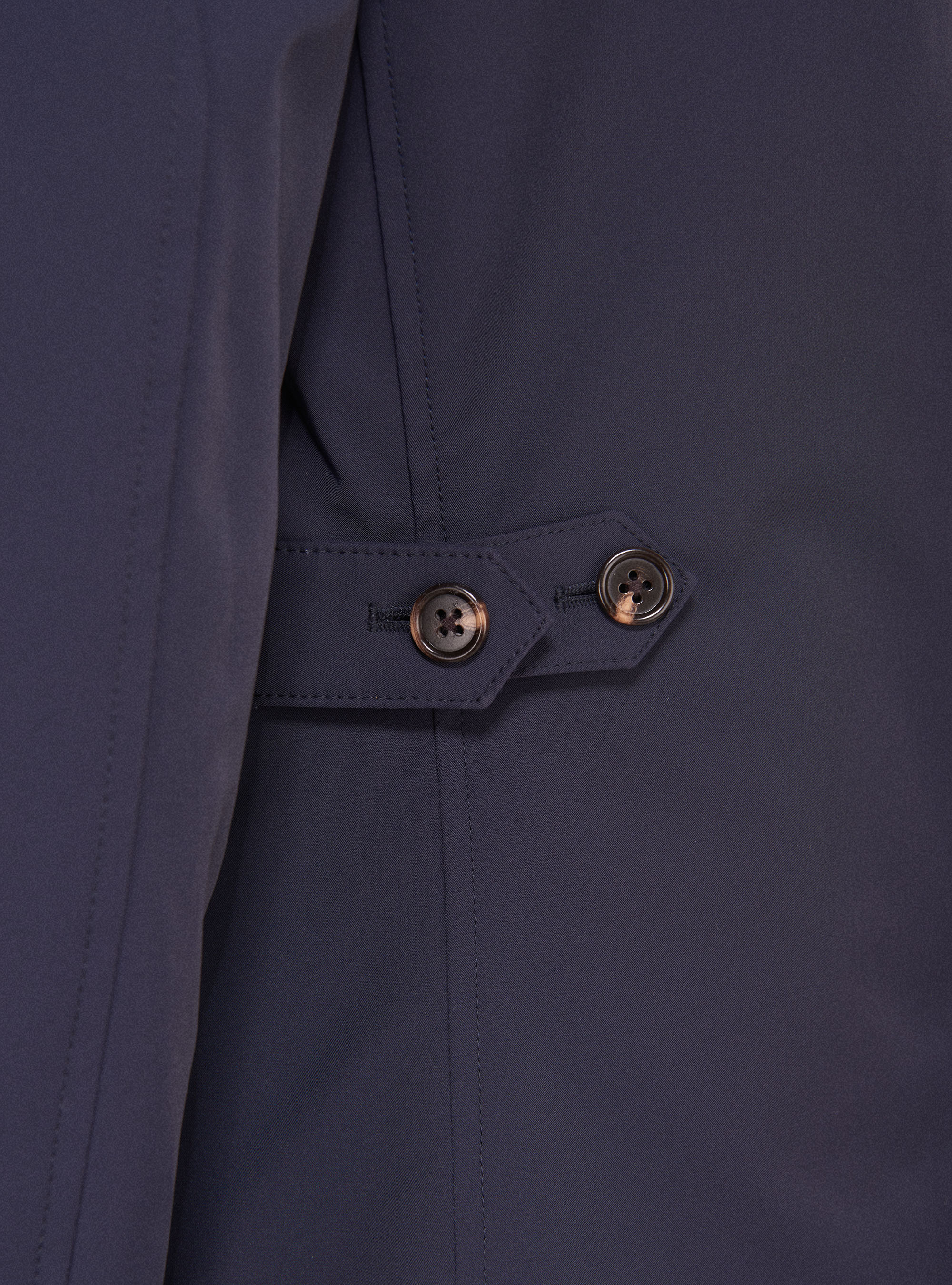 Single-breasted raincoat in technical fabric, NAVY BLUE