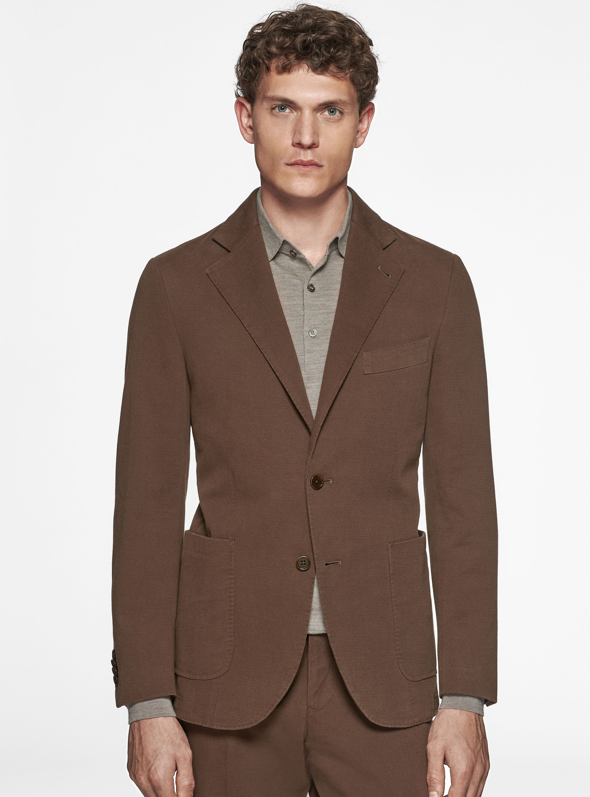 Giacca in cotone cashmere, MARRONE