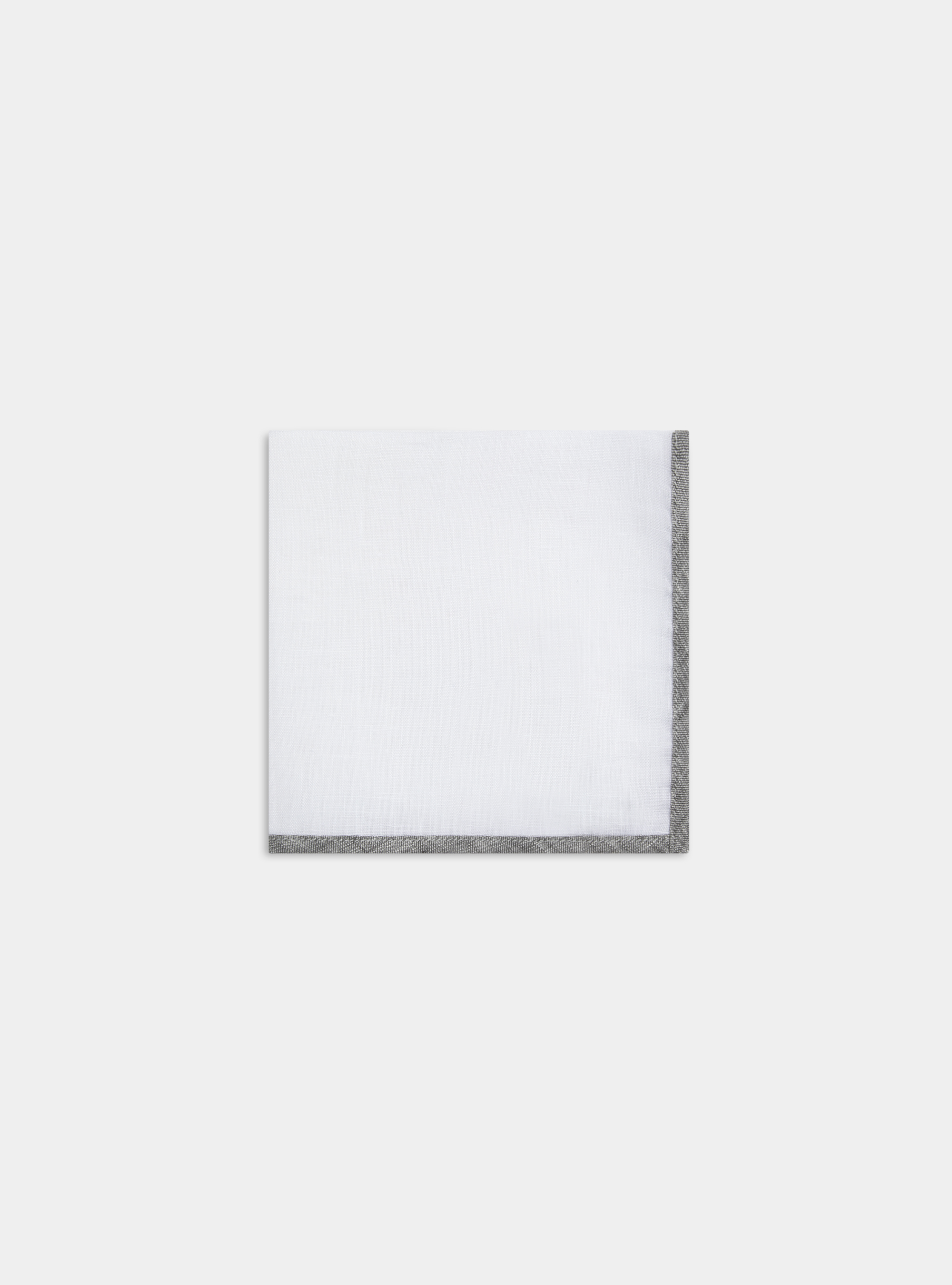 Linen pocket square, GREY/WHITE B013