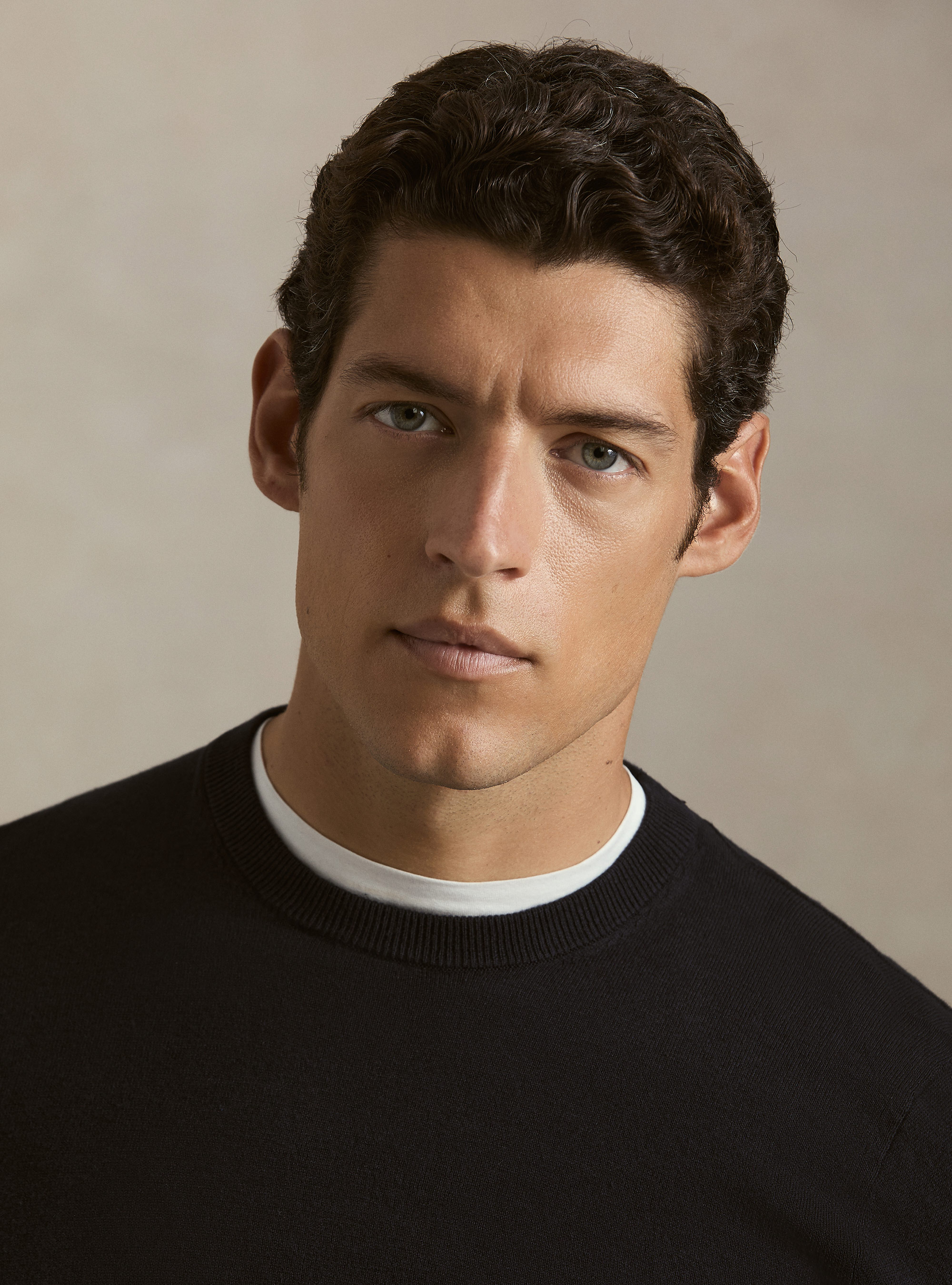 Cotton, silk and cashmere blend crewneck sweater, NAVY BLUE