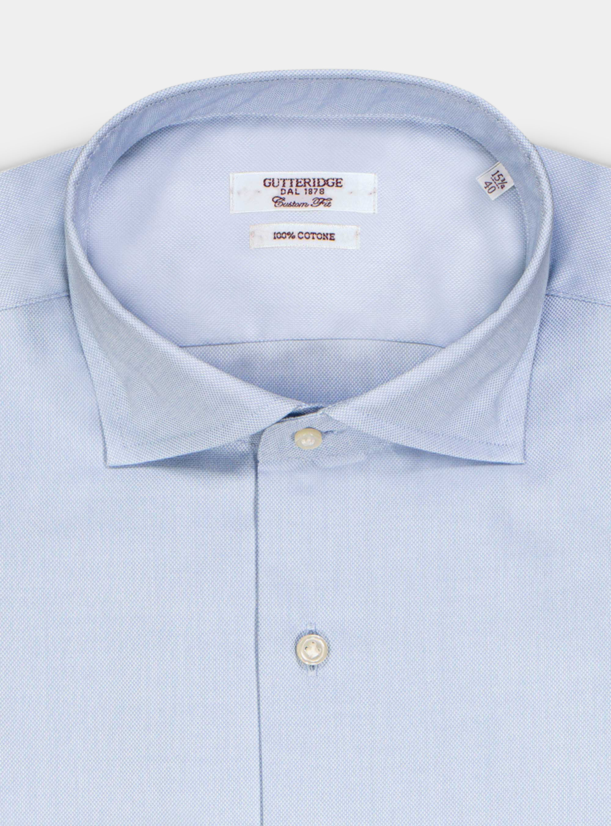 Camicia custom in cotone armaturato, AZZURRO
