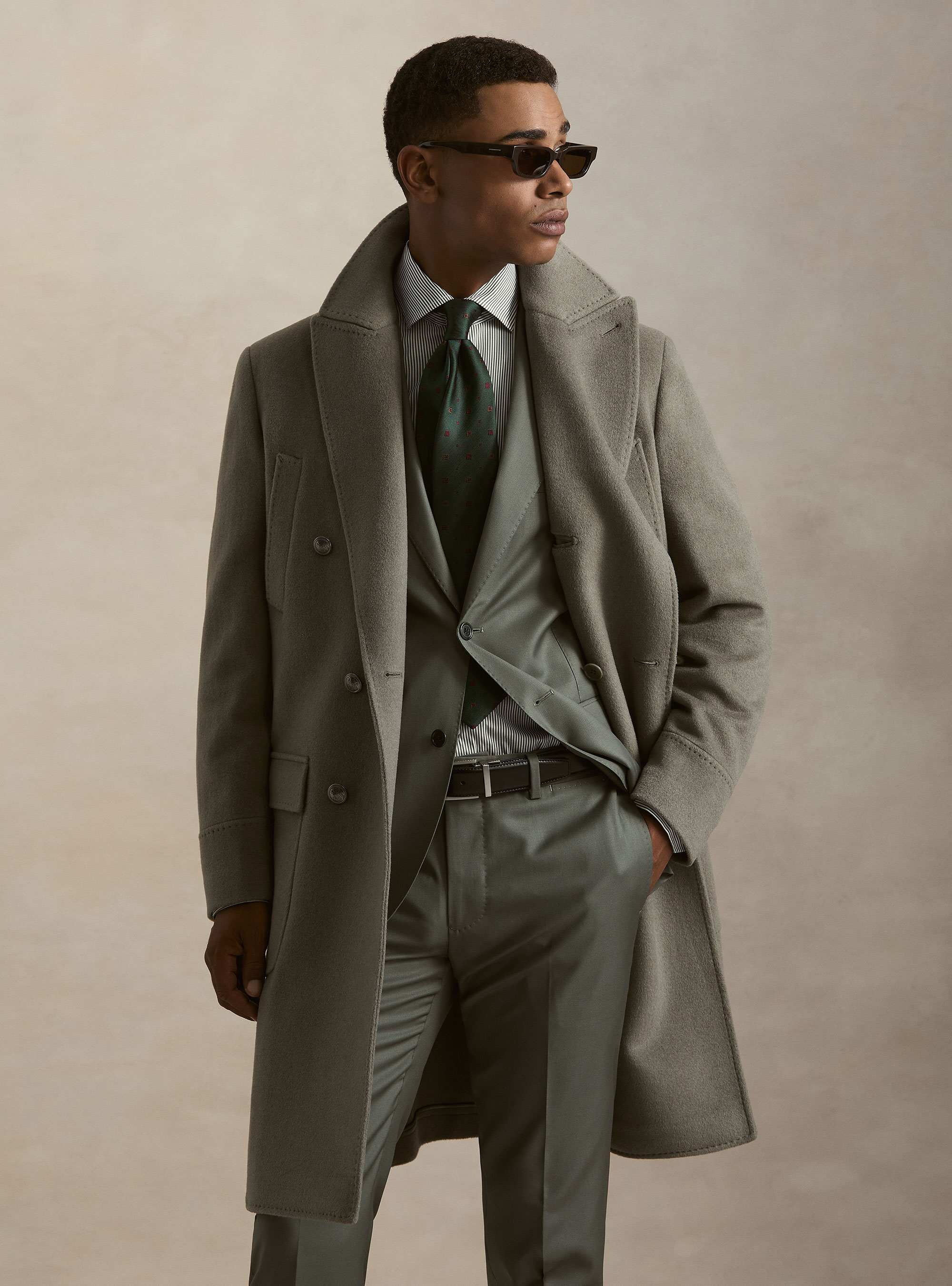 Cashmere wool double-breasted coat, SALVIA 0602C