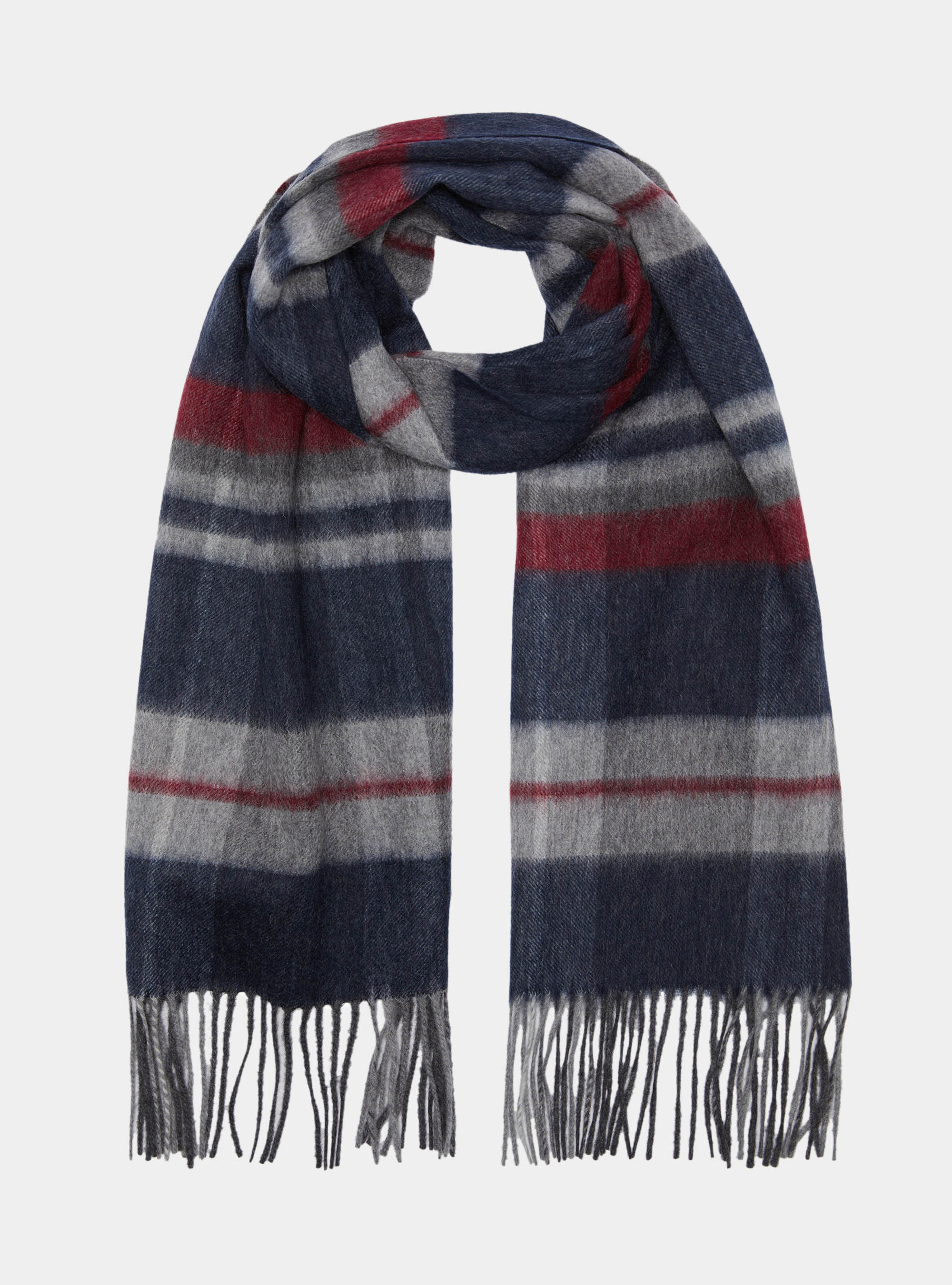 Sciarpa in lana a quadri, BLU NAVY