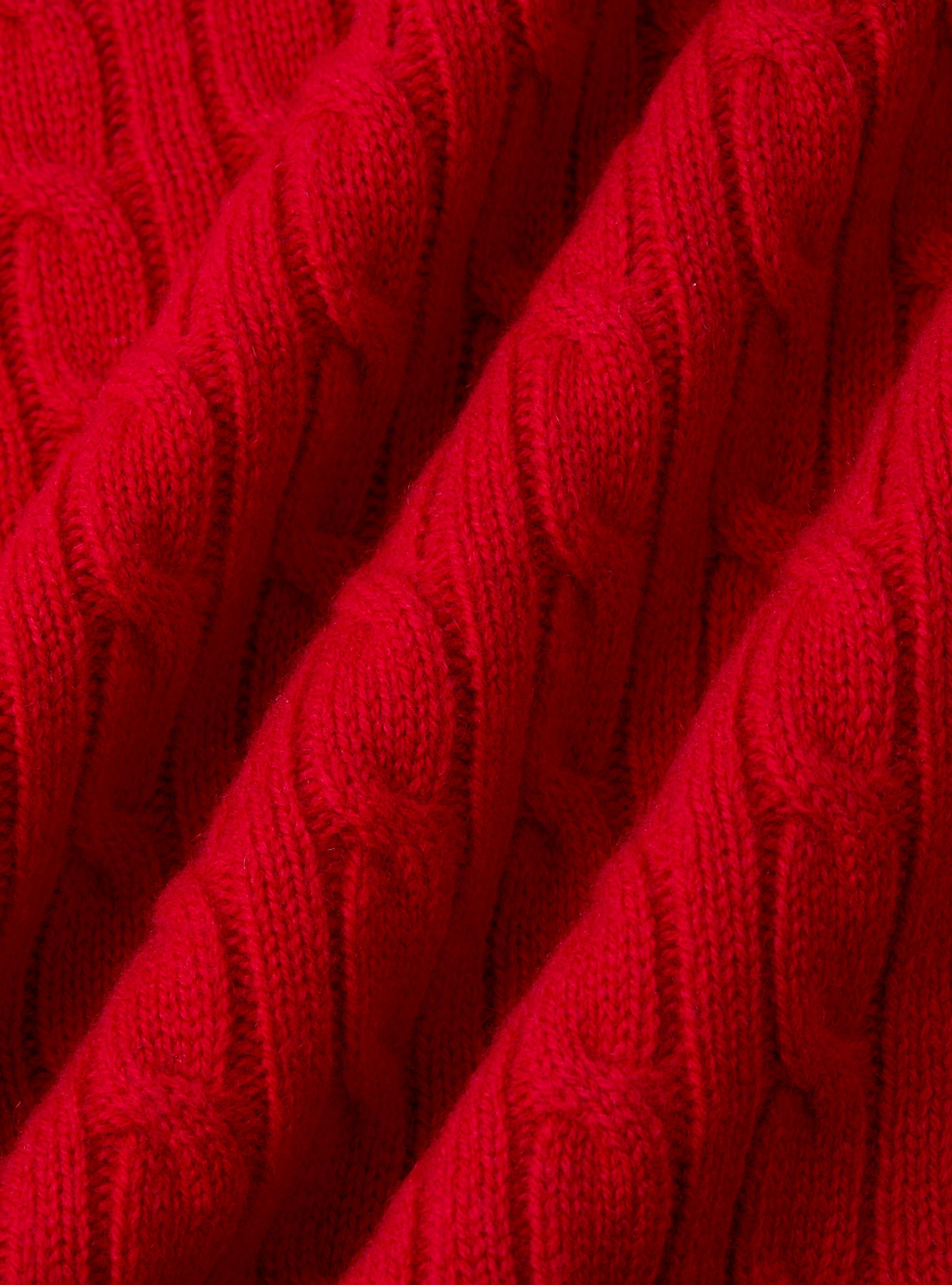 Turtleneck sweater with cashmere wool braid, RED