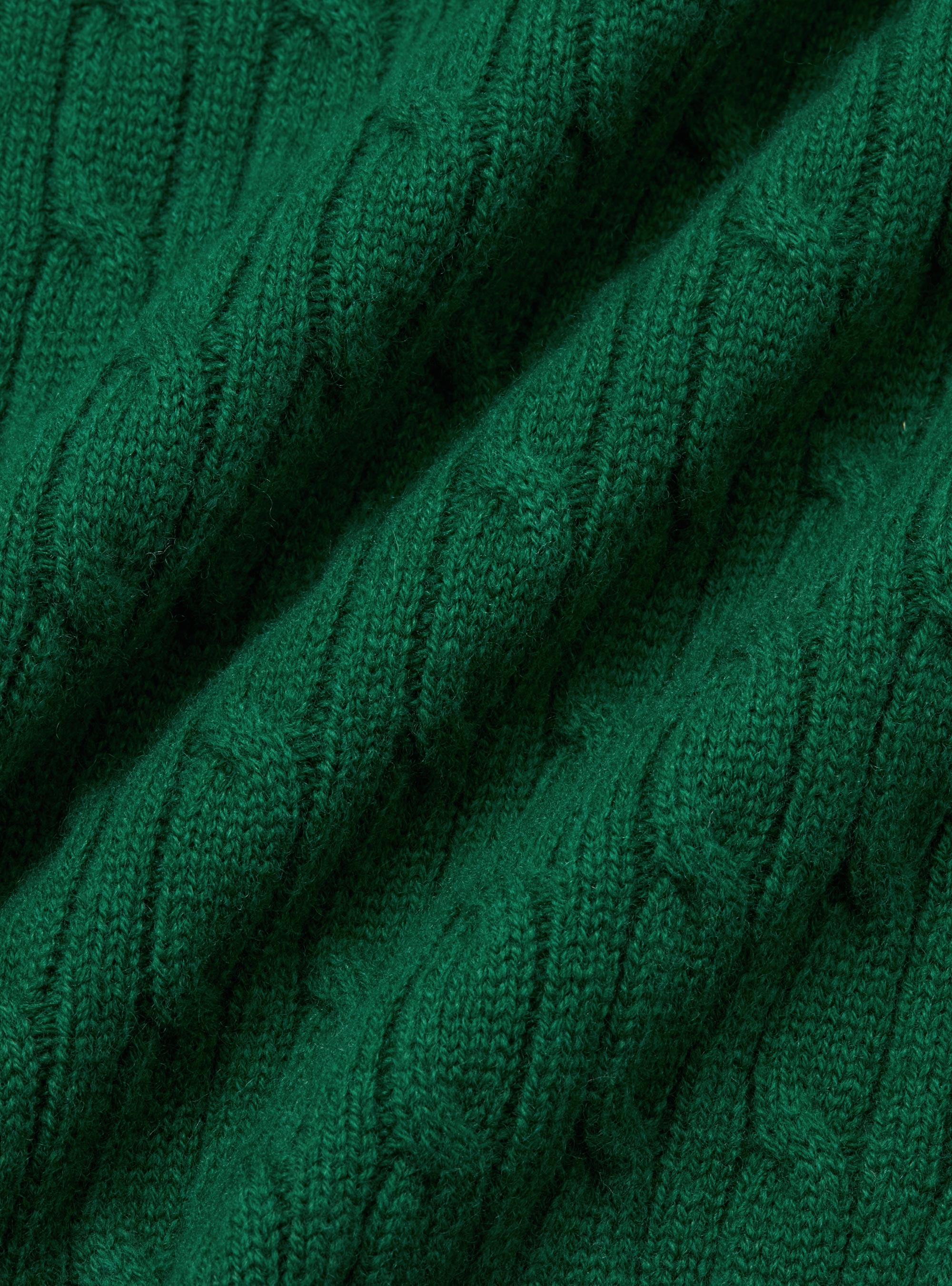 Maglia scollo a V con treccia in lana merino, VERDE