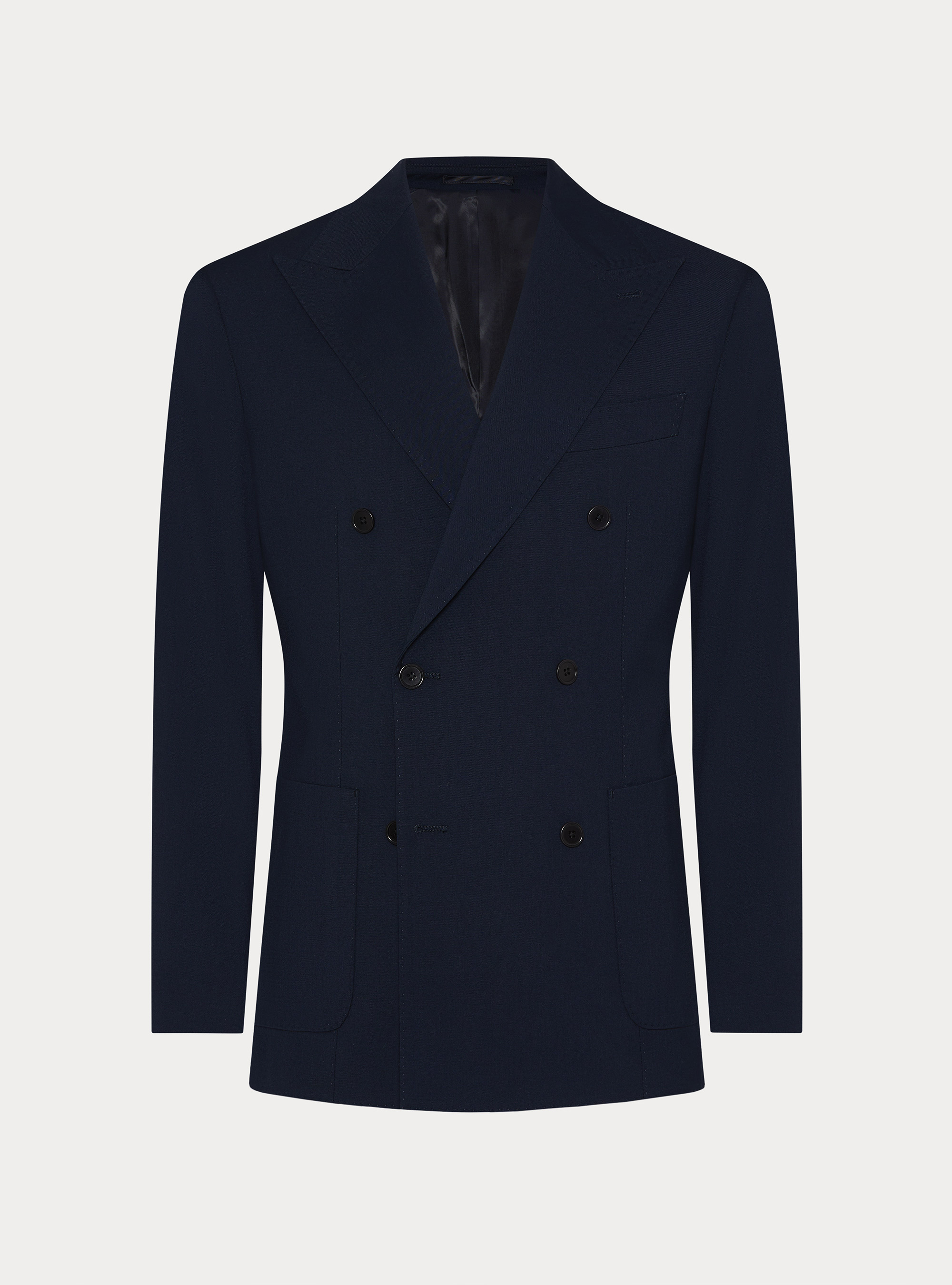Double-breasted blazer in stretch fabric, NAVY BLUE