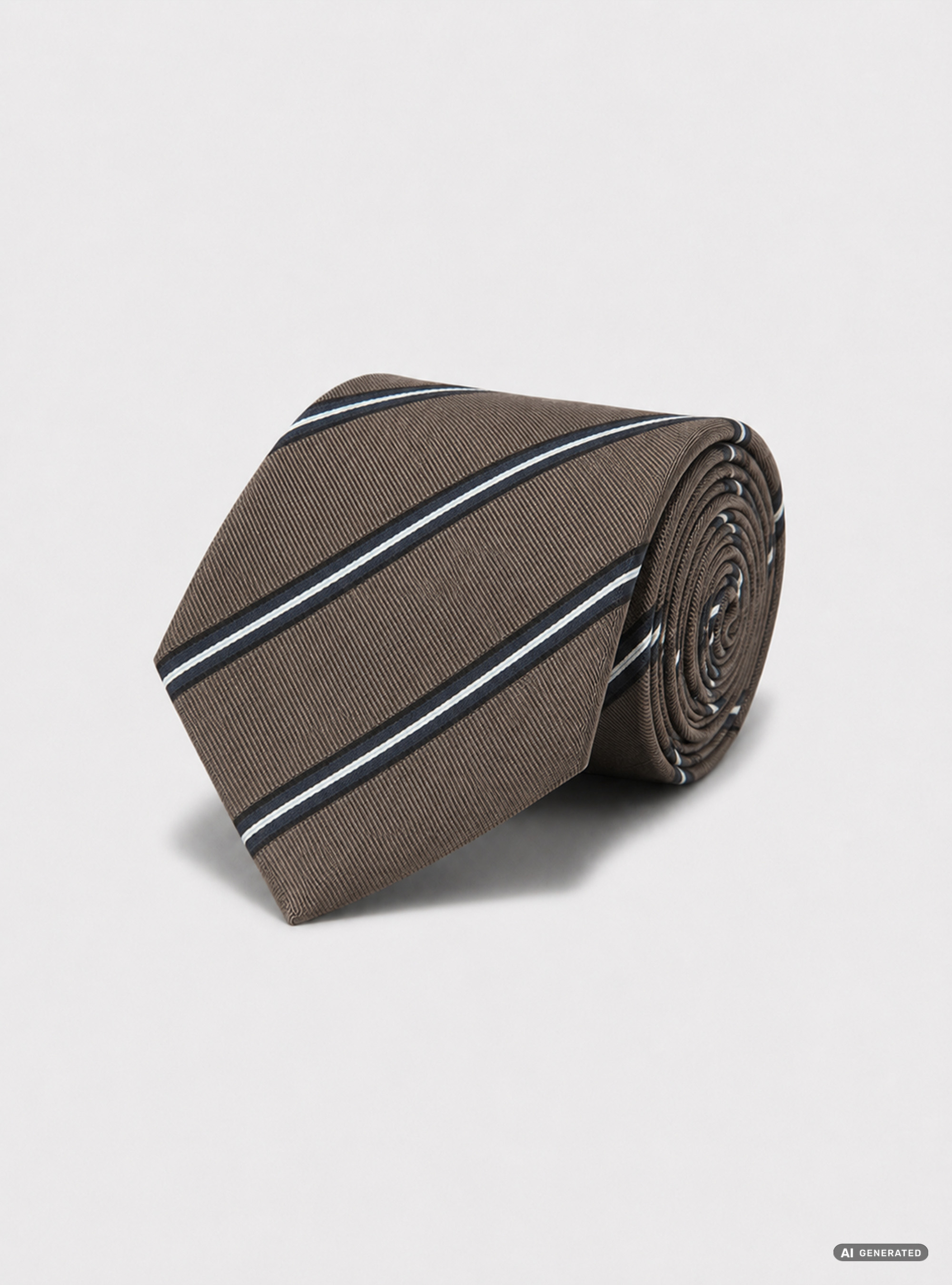 Cravate en twill de soie ray&eacute;e, MARRON