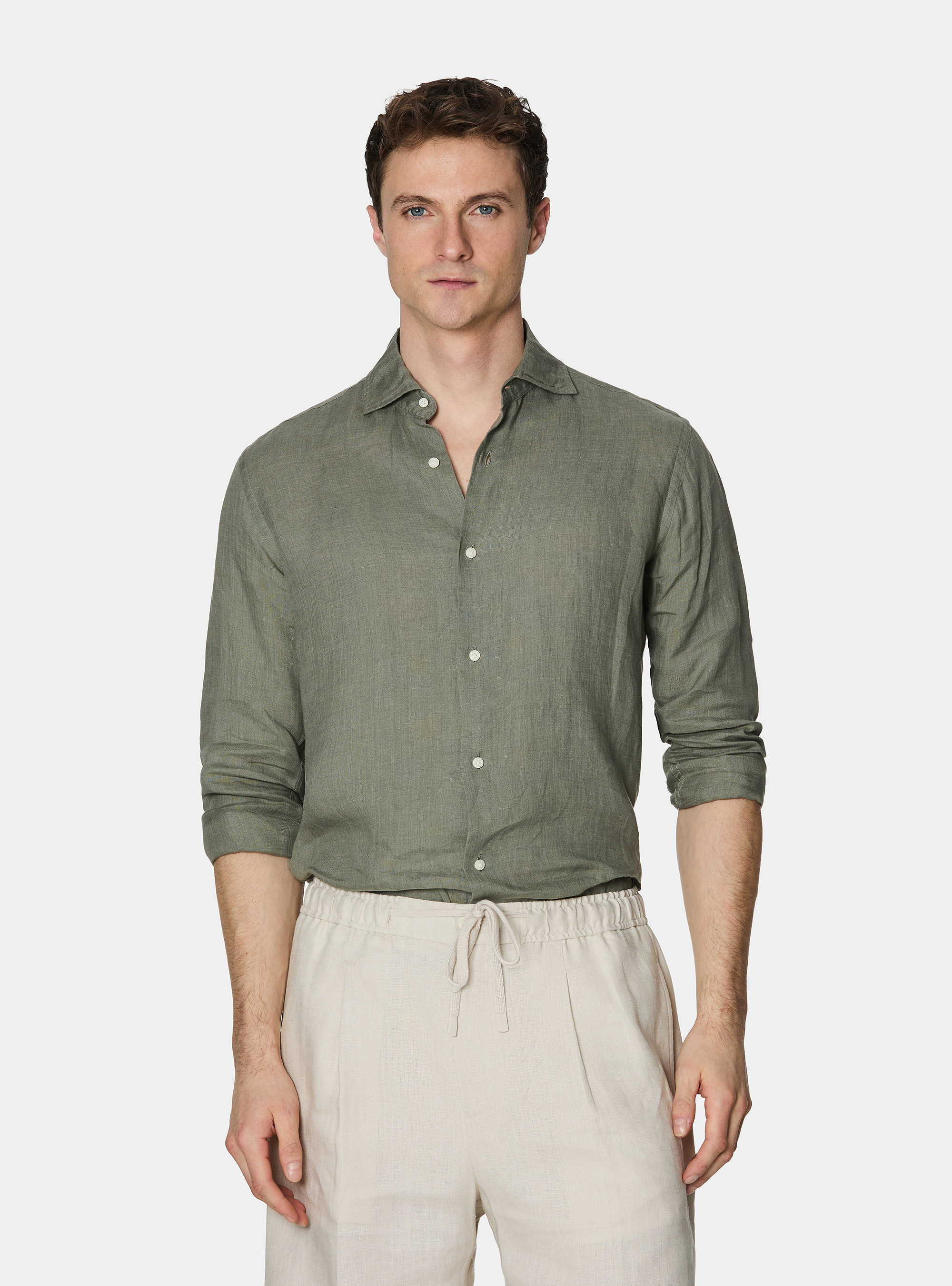 Camicia in puro lino, SALVIA 0602C
