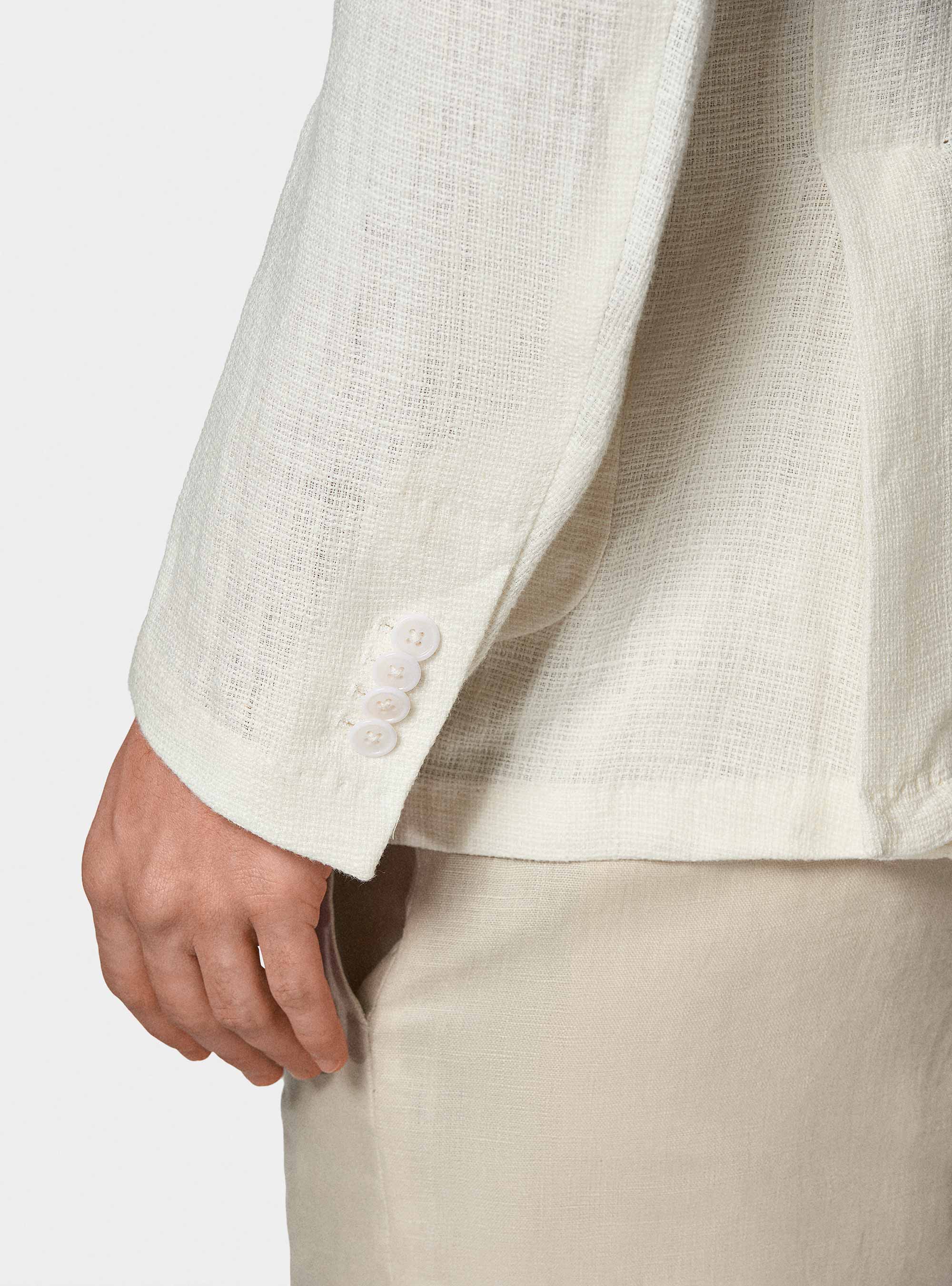 Giacca in lino crepe, BIANCO