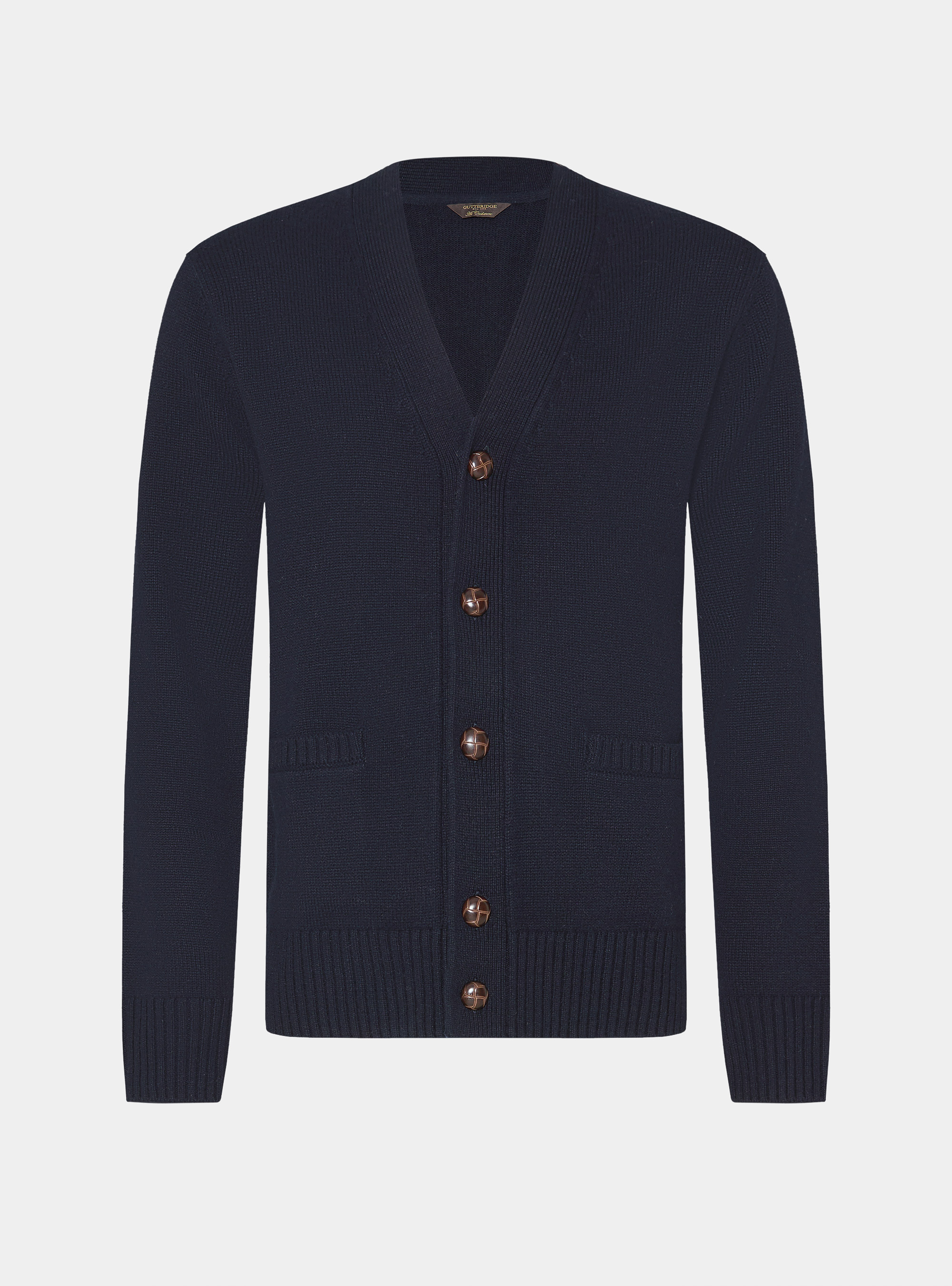 Maglia a cardigan in lana e cashmere, BLU NAVY