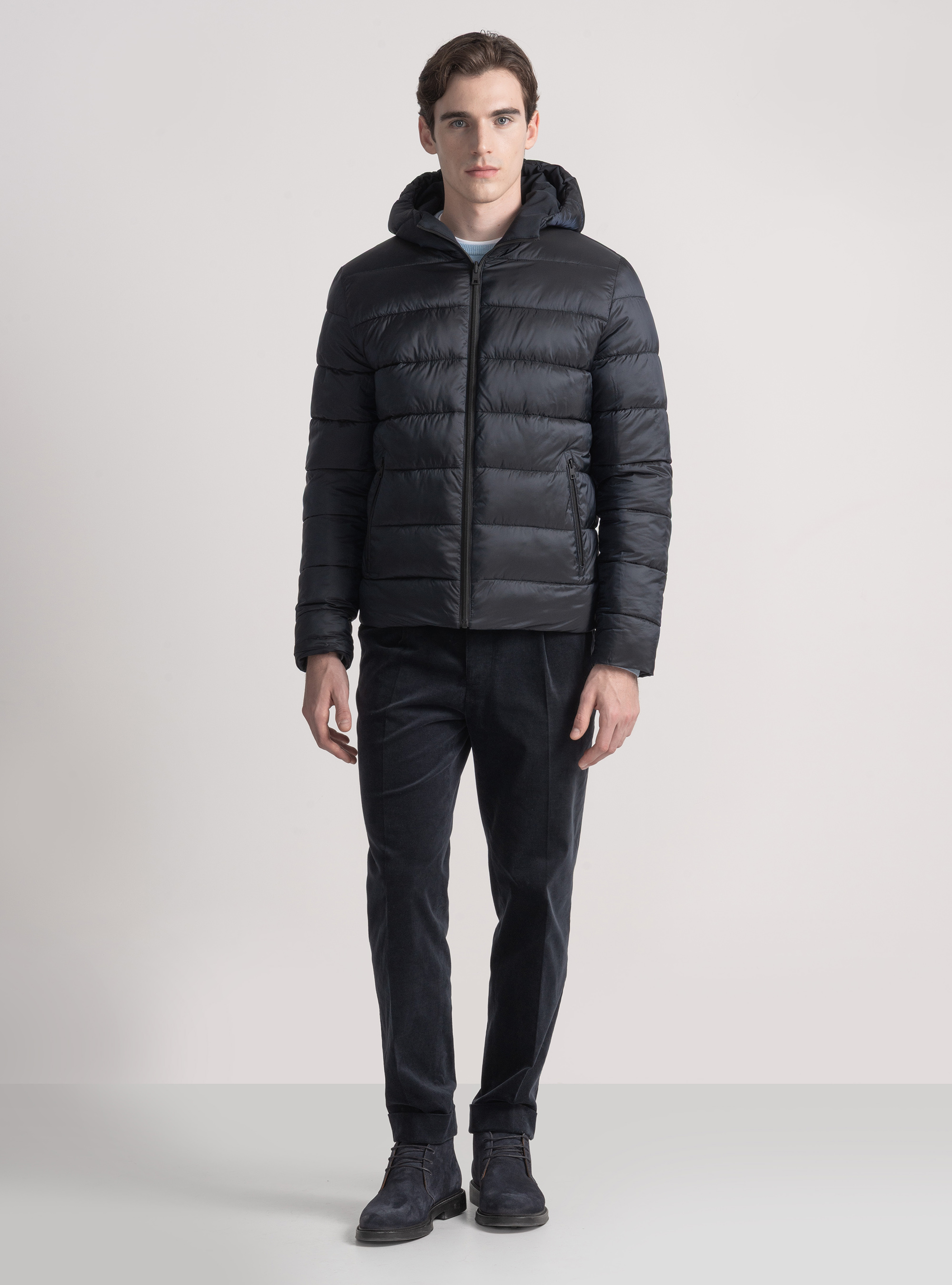 Giubbotto tecnico reversibile con cappuccio, BLU NAVY
