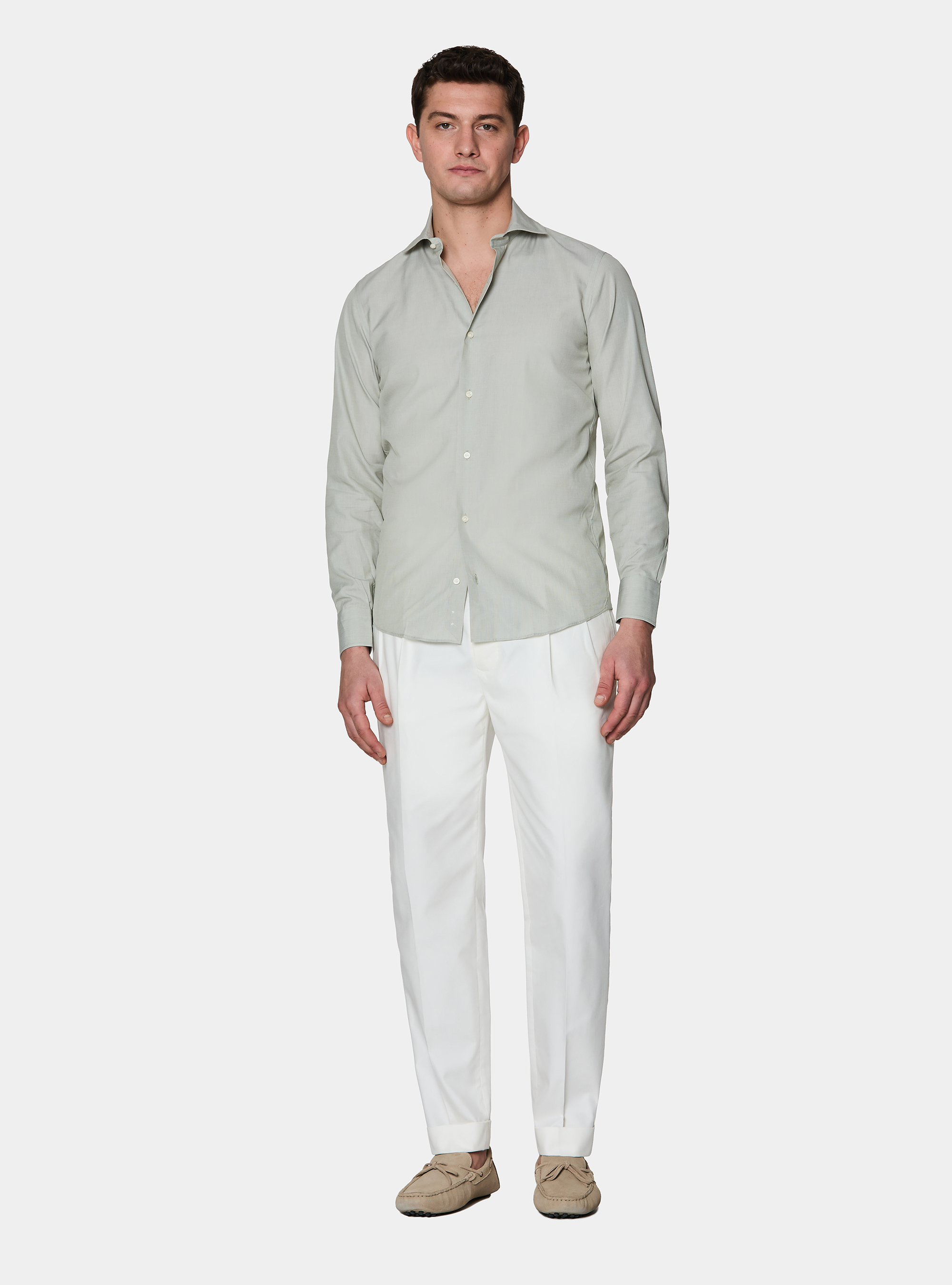 Camisa de algod&oacute;n fil a fil, SALVIA 0602C
