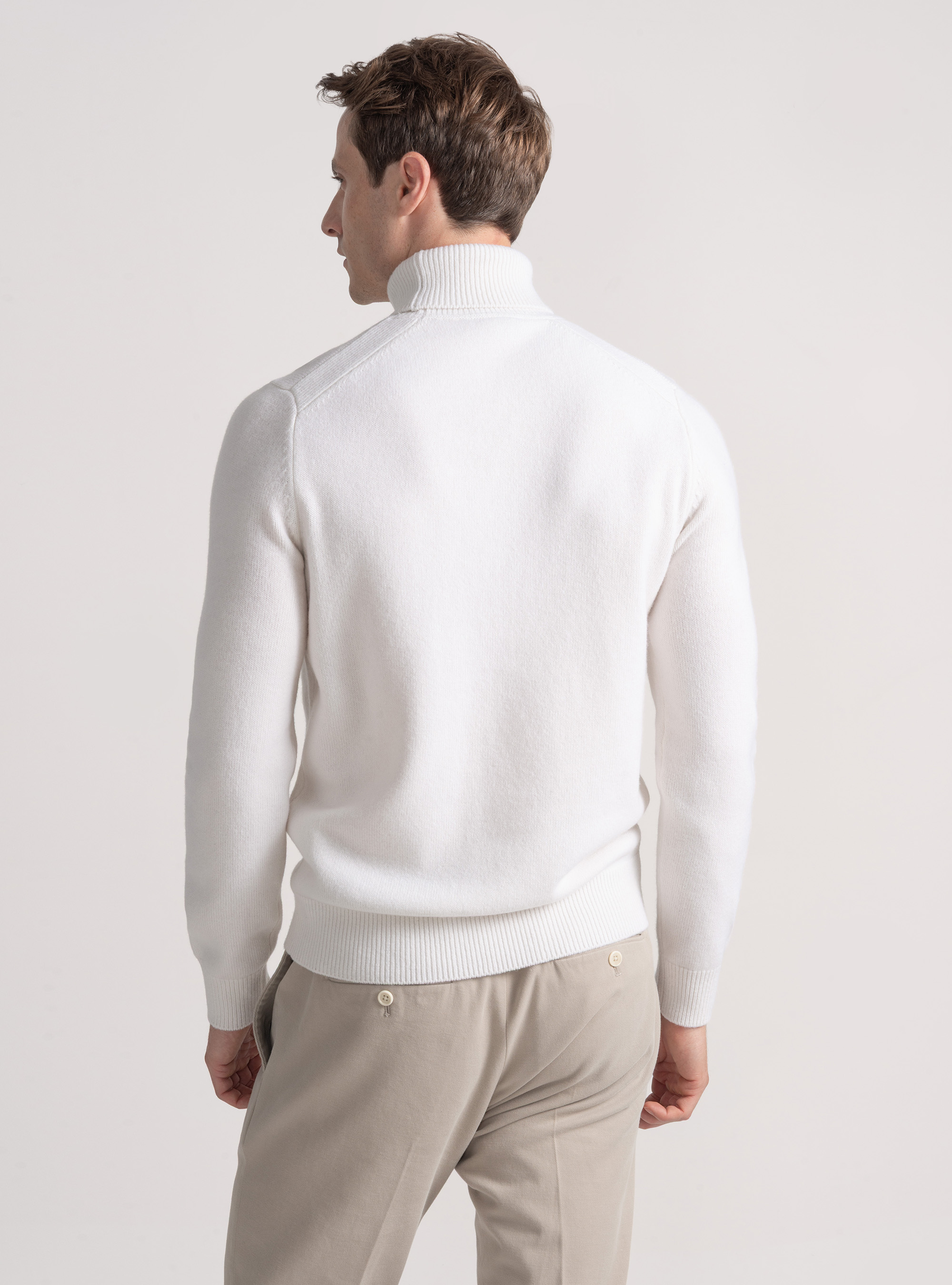 Rollkragenpullover aus Merinowolle, BIANCO 0099C