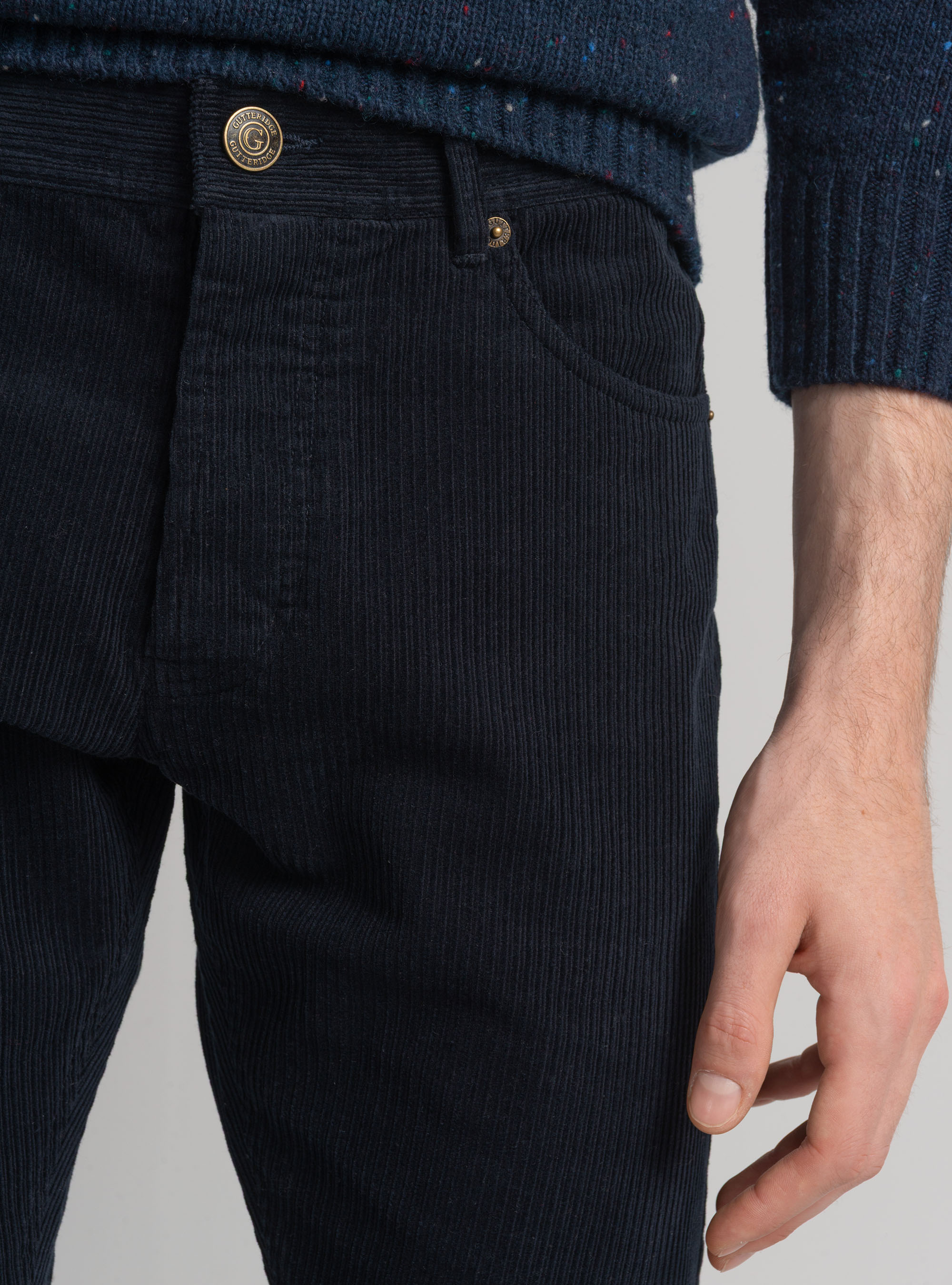 Five-Pocket-Hose aus Samt, NAVY 0218C