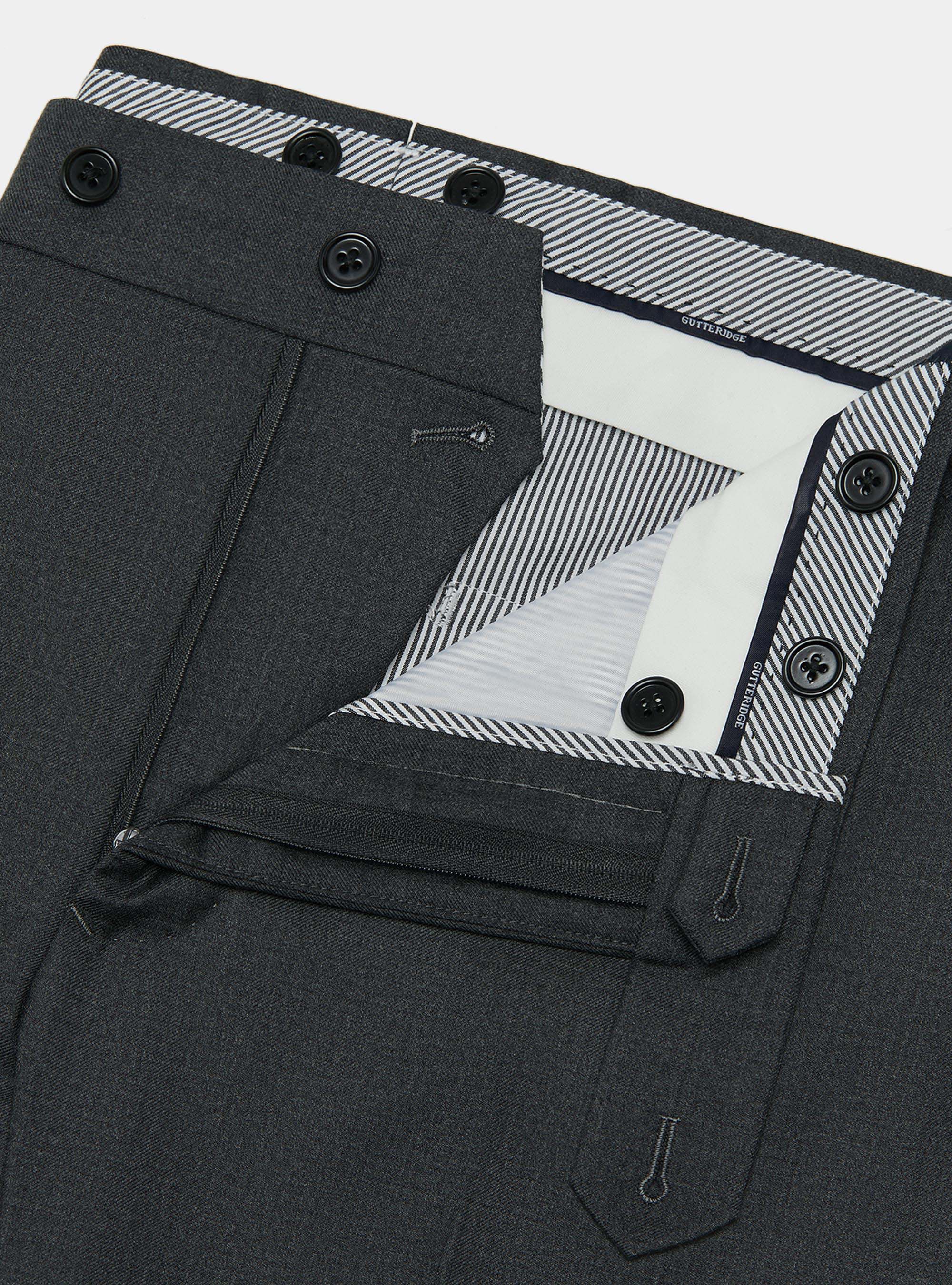 Trousers in pure 110's superfine wool, ASPHALT GREY