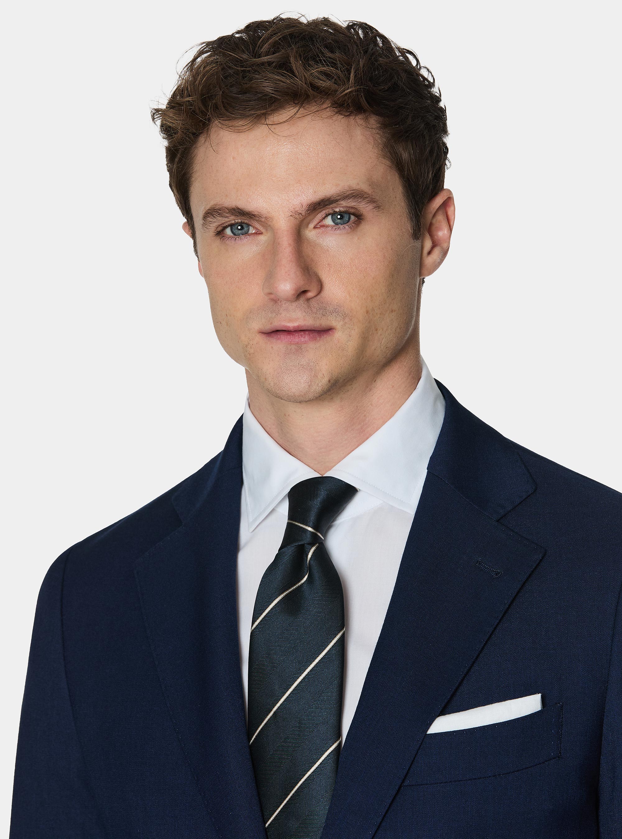 Hopsack fabric suit blazer, NAVY BLUE