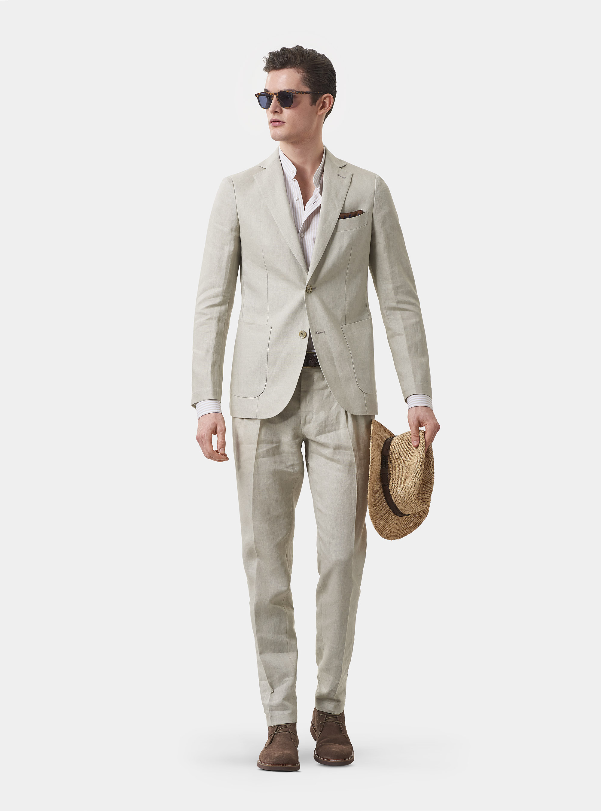 Pantaloni per abito in puro lino, ECRU