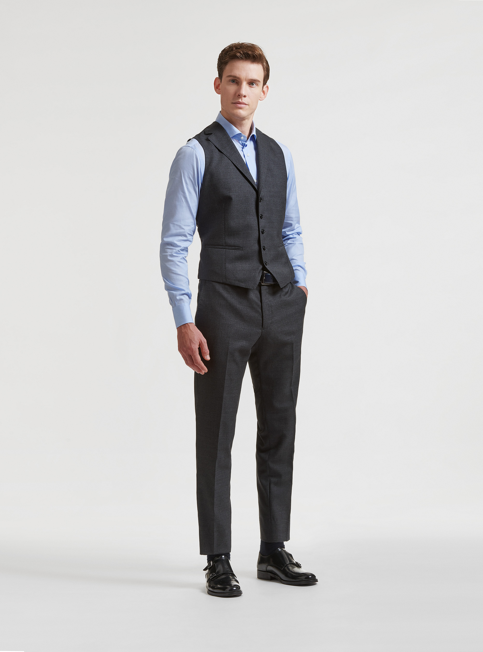Vitale Barberis Canonico Pure Wool Waistcoat, ASPHALT GREY