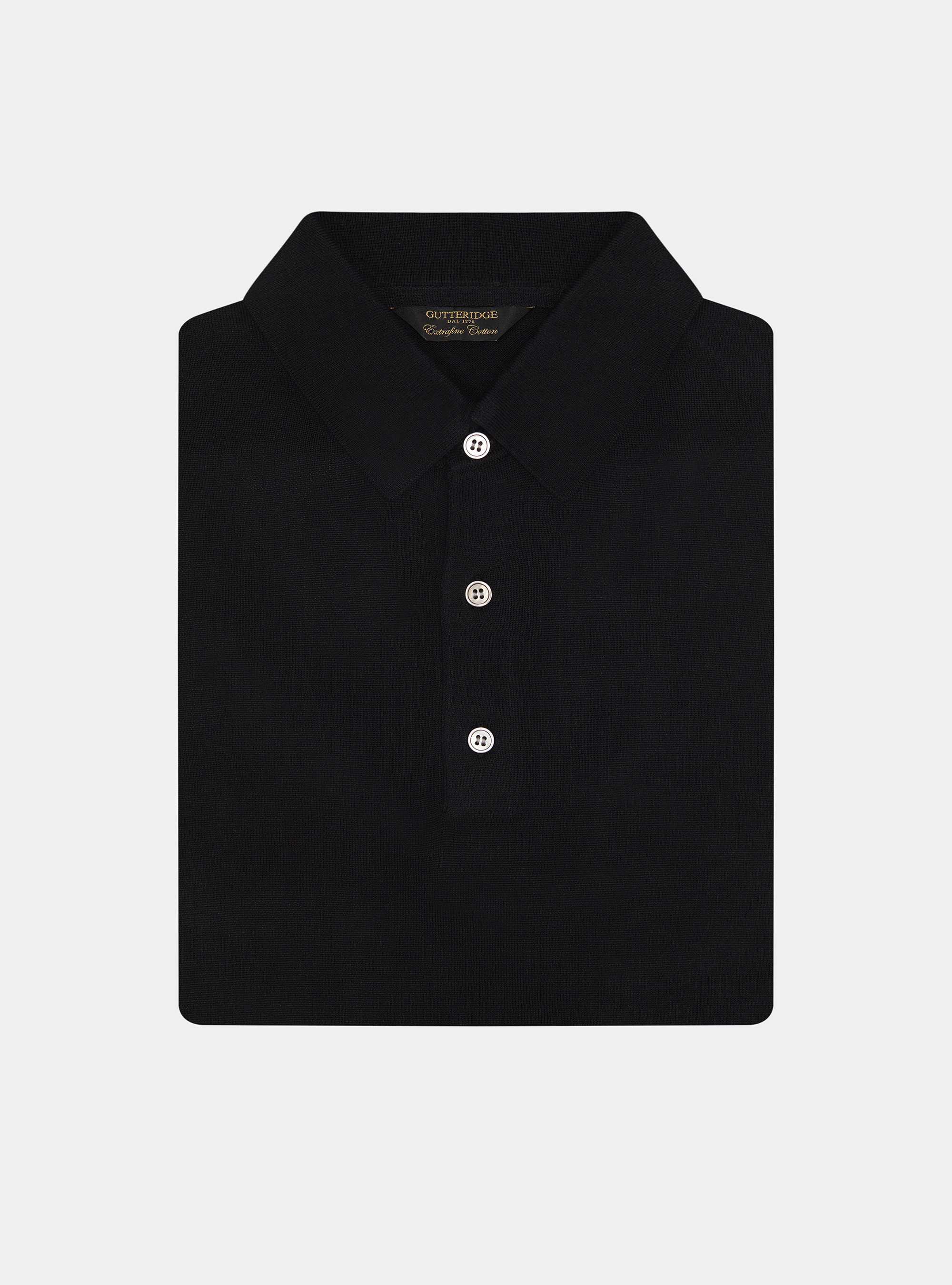 Polo de punto de algod&oacute;n extrafino, NEGRO