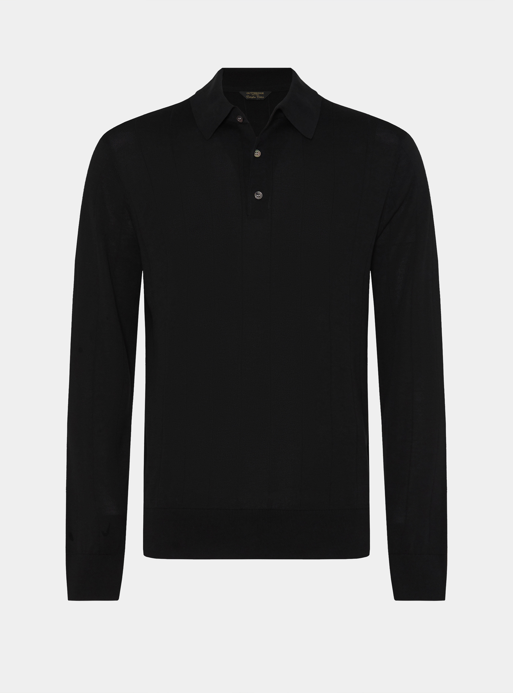 Polo in maglia manica lunga, NERO