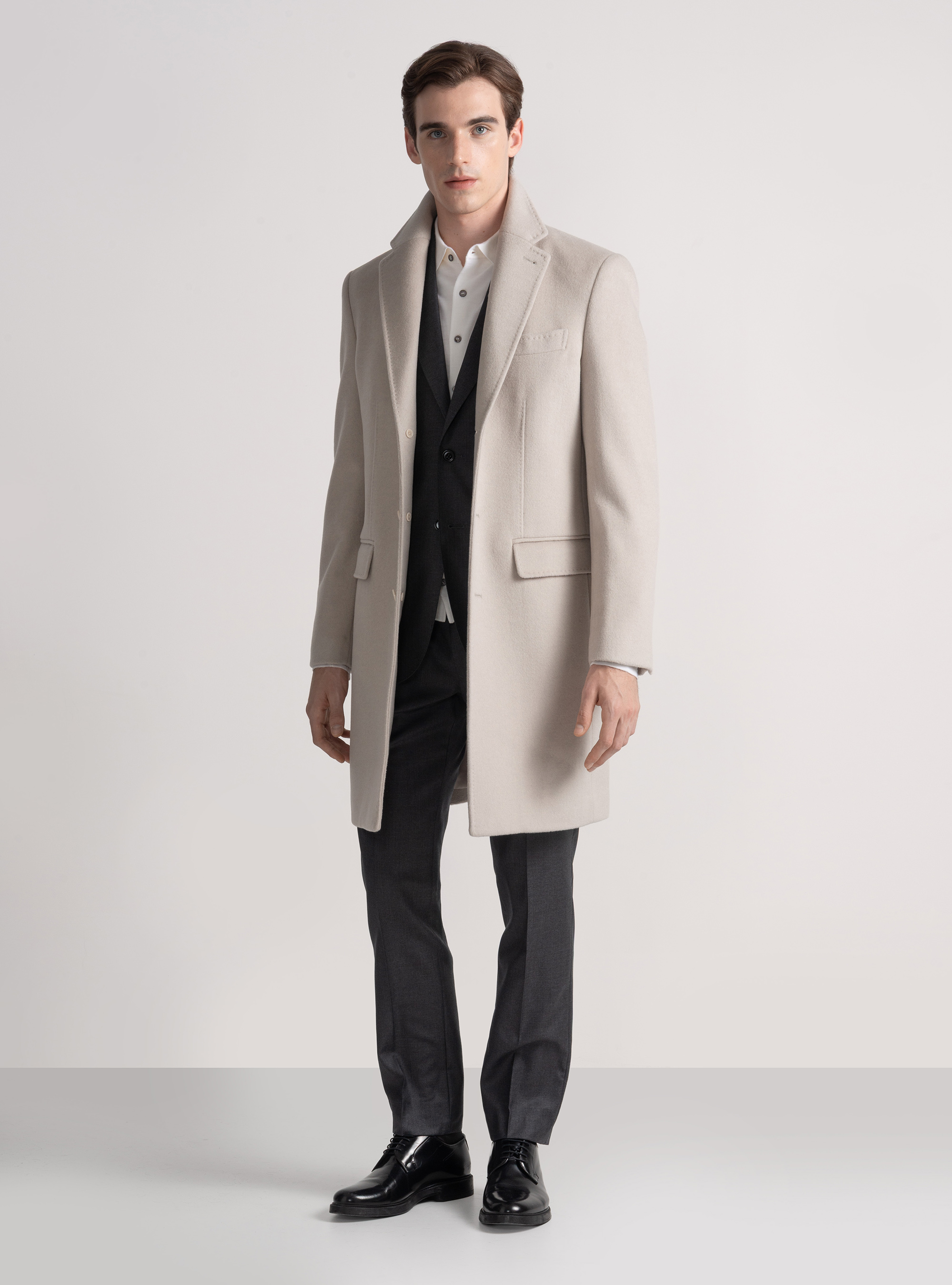 Wool and cashmere coat, ECRU 0536C