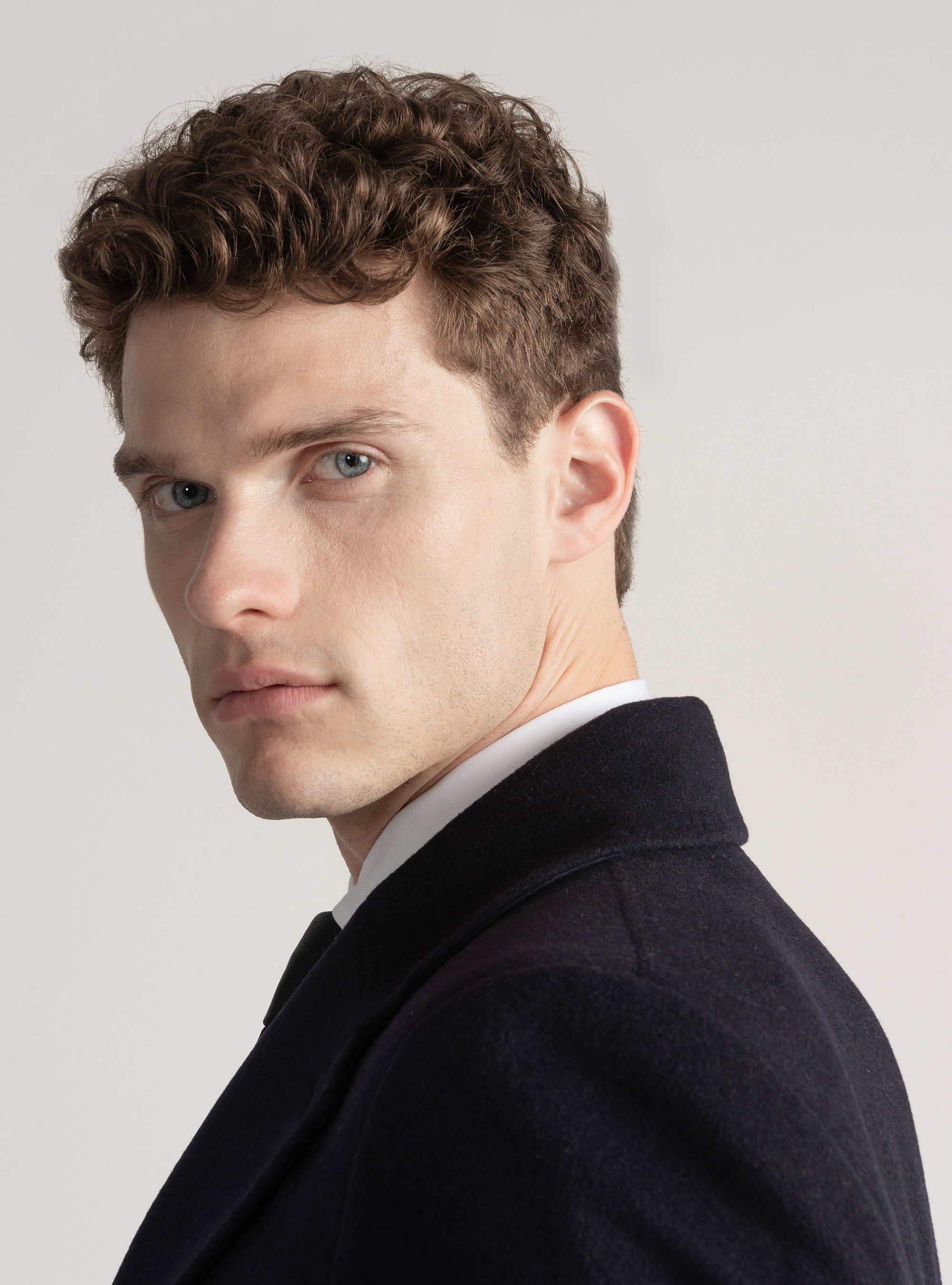 Wool and cashmere coat, NAVY BLUE
