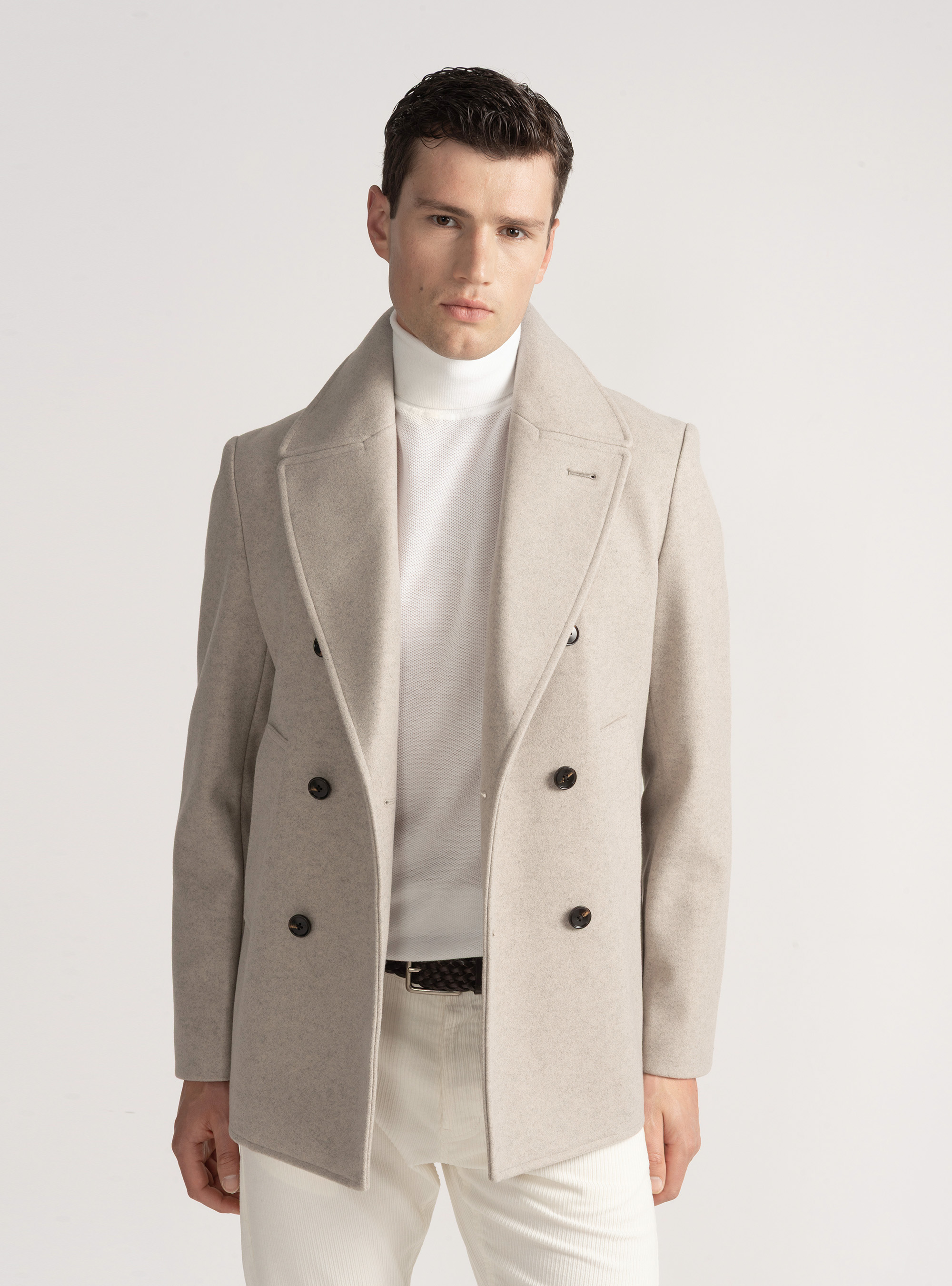 Peacoat de color liso, CRUDO
