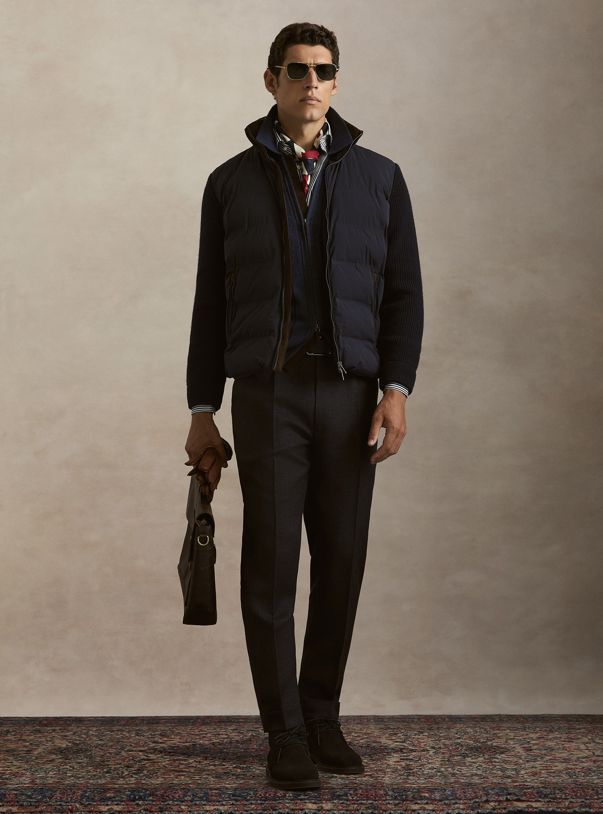 Bomber termosaldato con maniche in lana, BLU NAVY