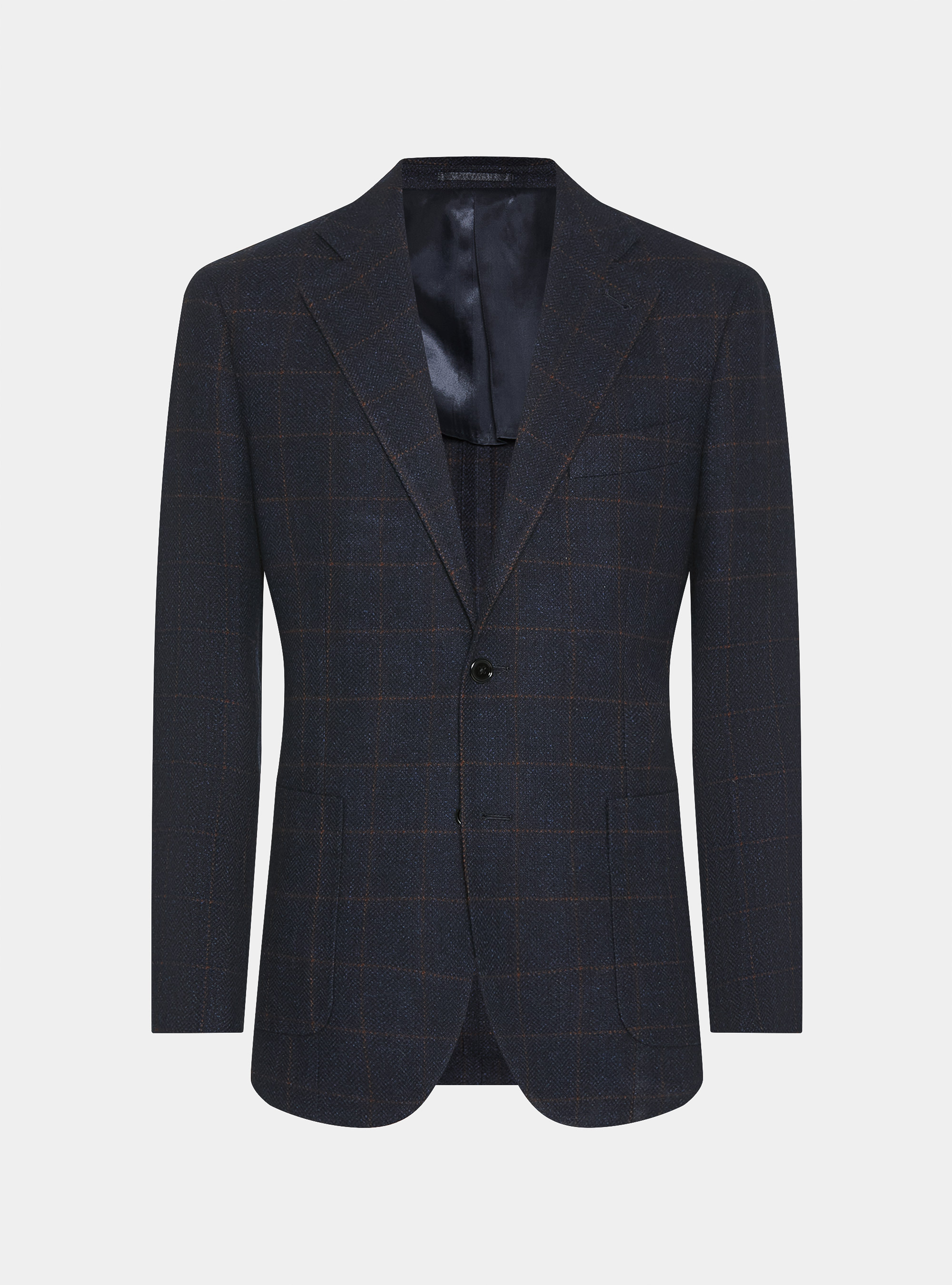 Cashmere wool checked blazer, NAVY BLUE