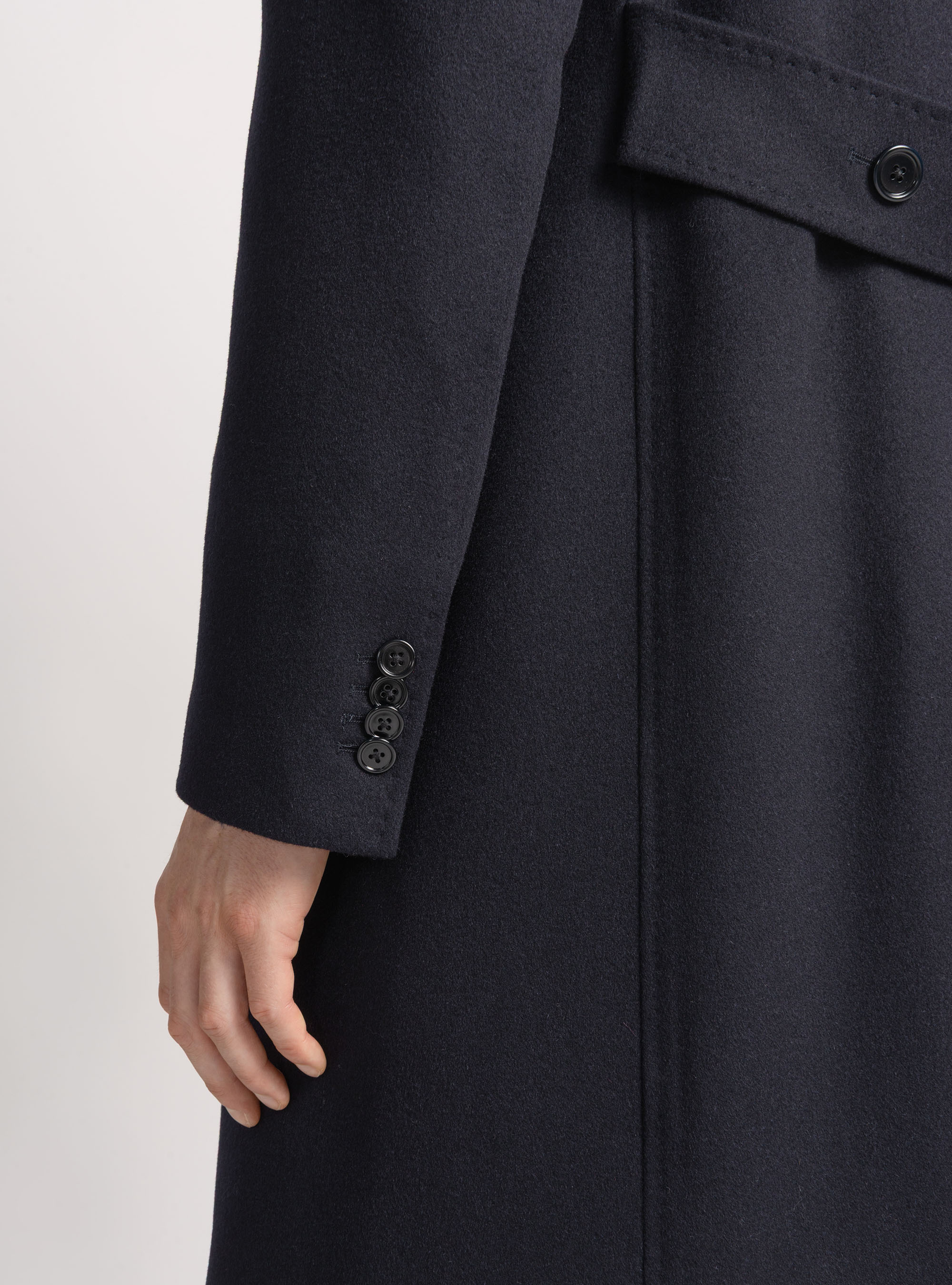 Wool and cashmere double-breasted coat, NAVY BLUE