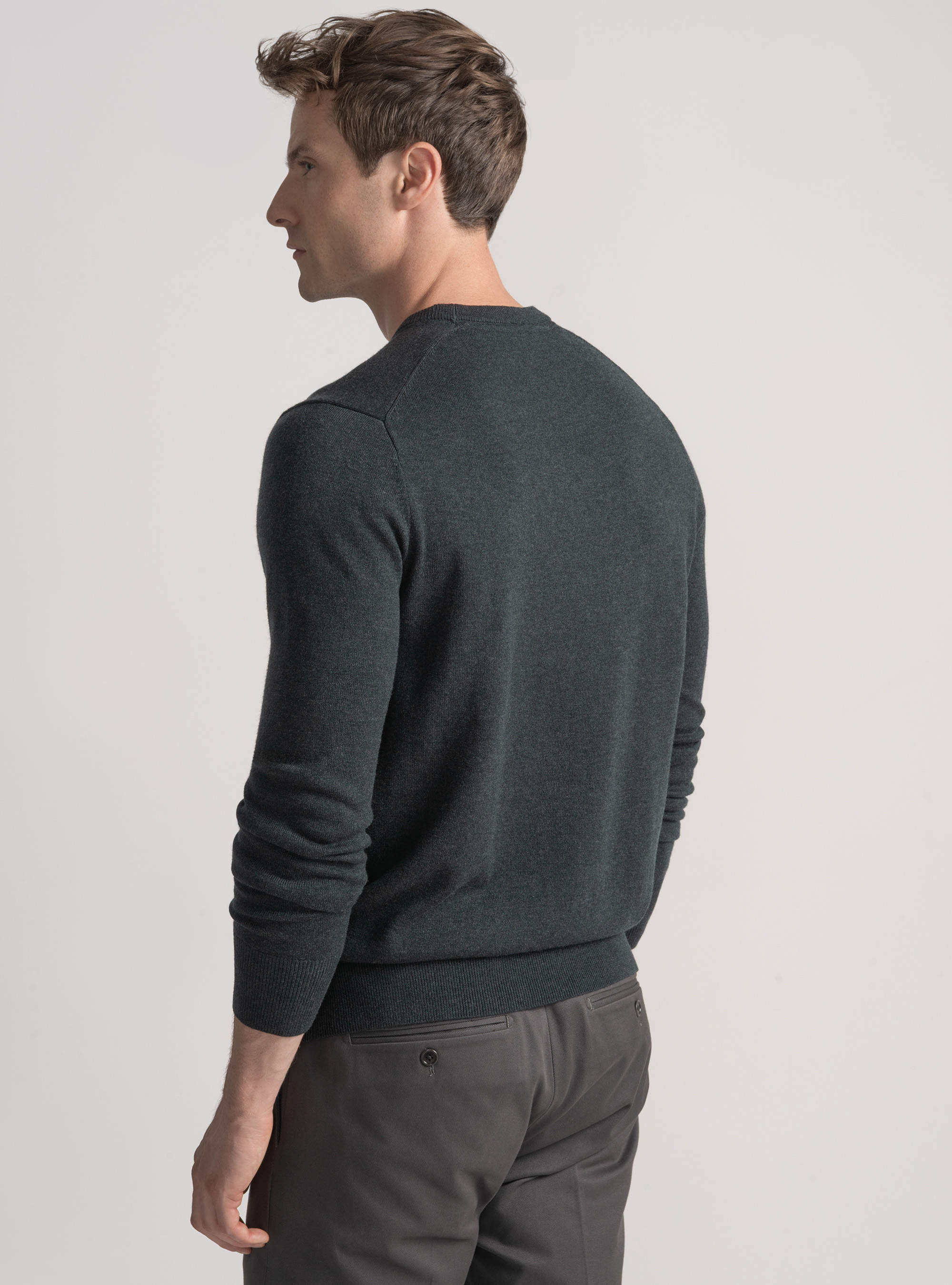 Maglia girocollo in misto lana, ASFALTO