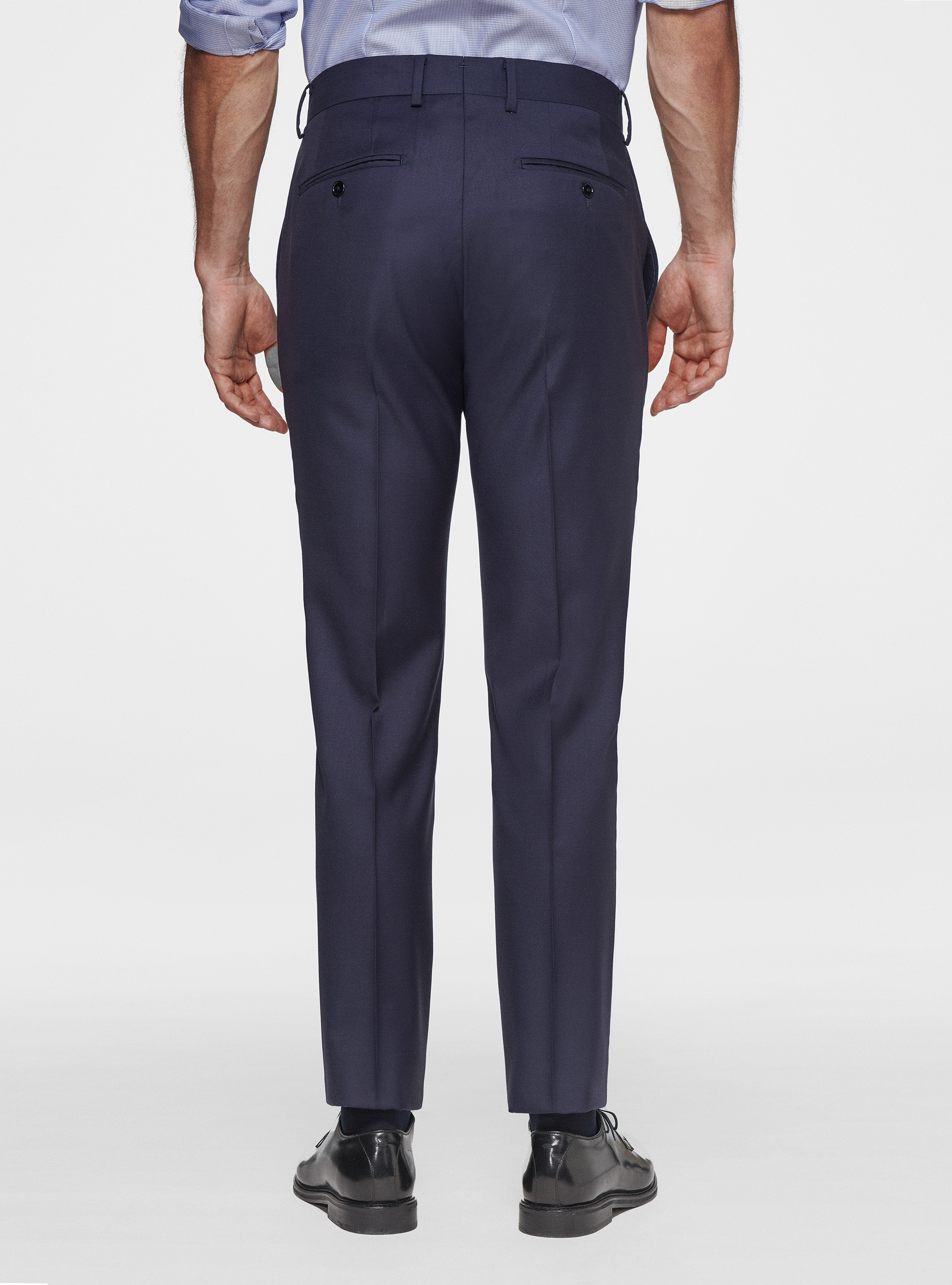 Pantaloni drop 4 in pura lana Vitale Barberis Canonico, BLU NAVY