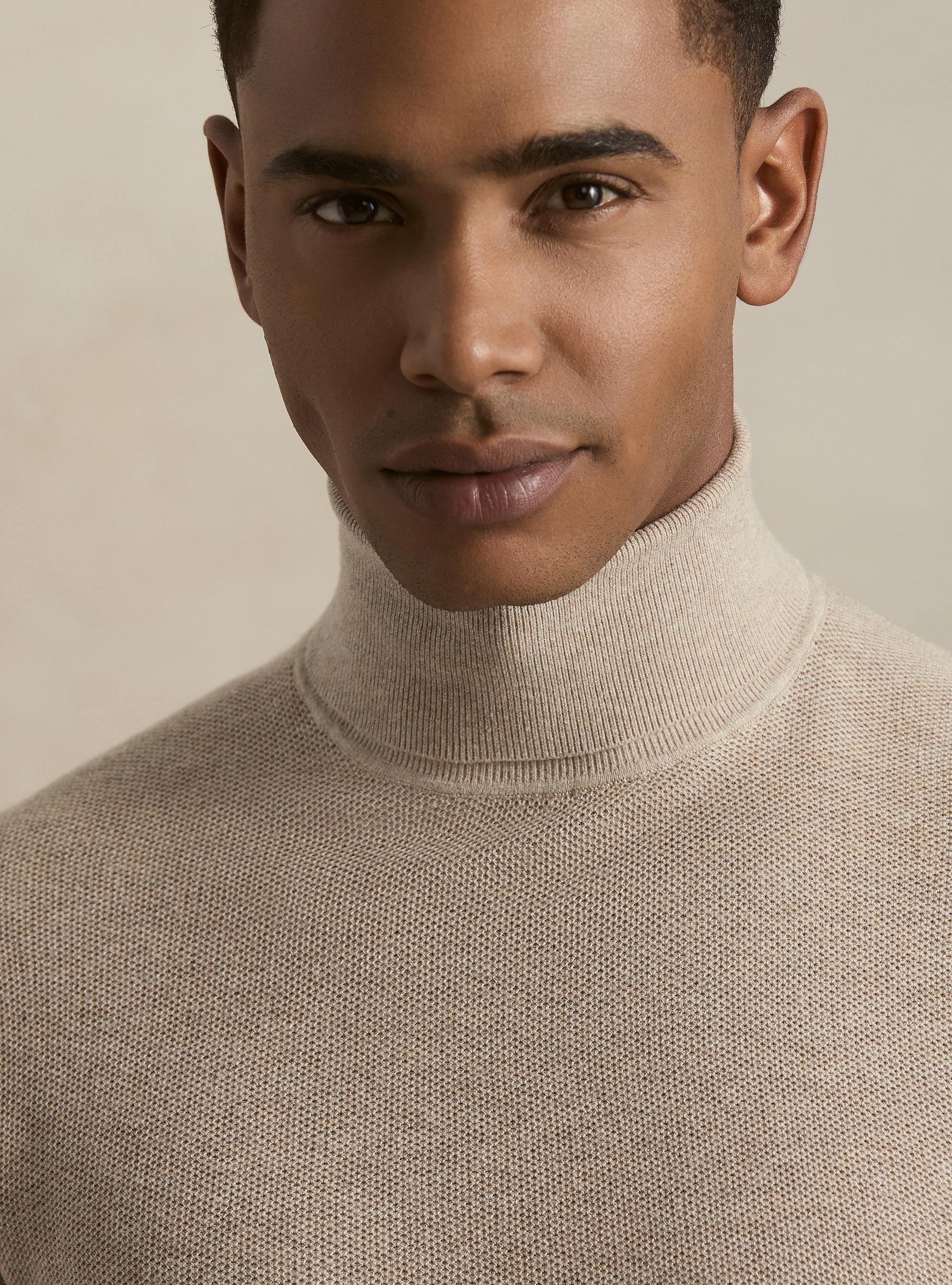 Waffelstrick-Rollkragenpullover, ECRU 0560C