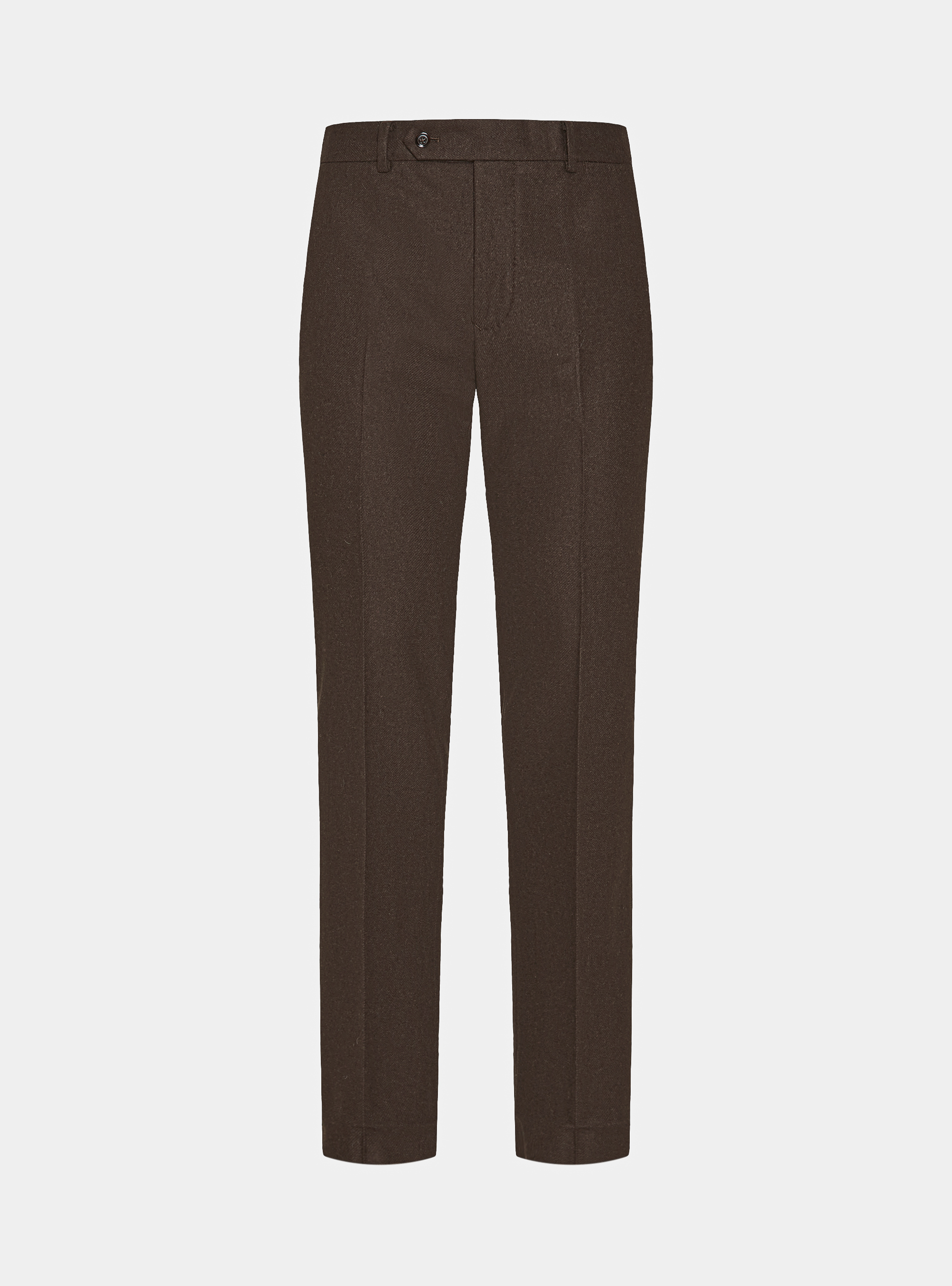 Wool blend flannel trousers, BROWN